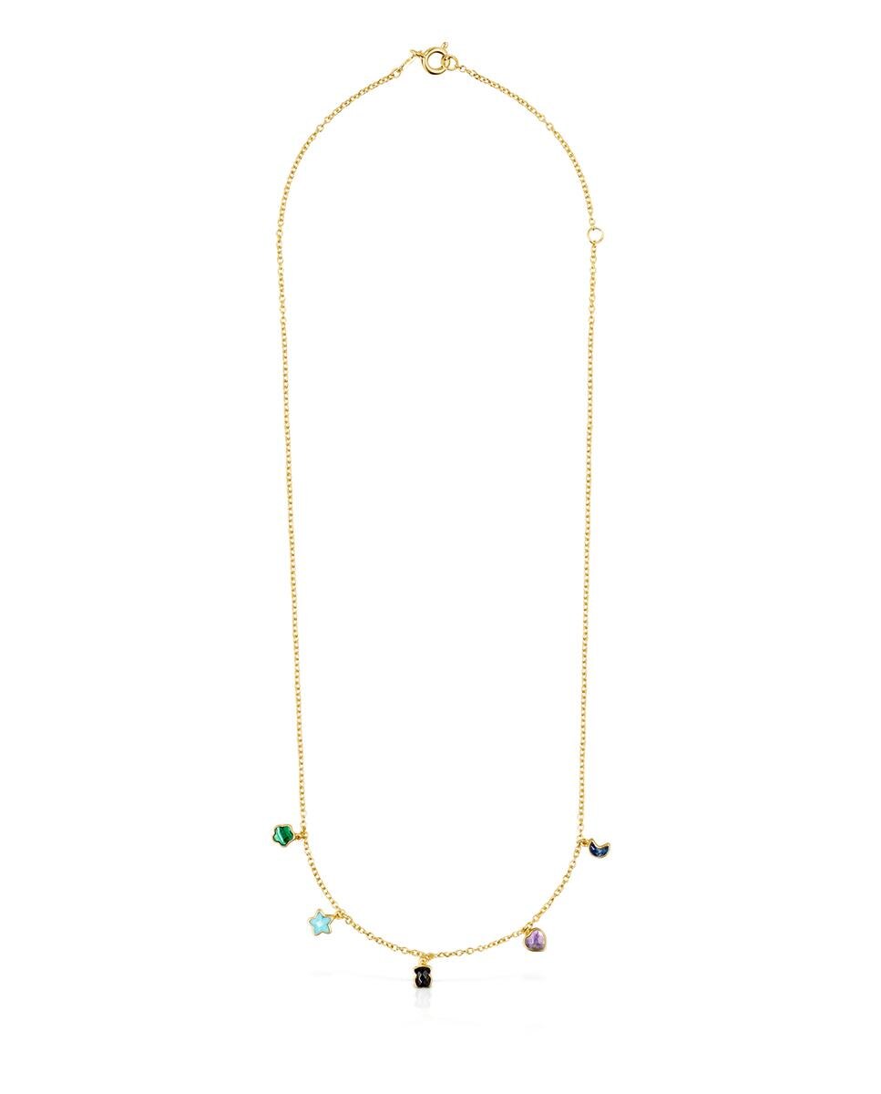 Colar Glory Banhado em Ouro de 18 Kt Sobre Prata com Cinco Motivos Multicolor-1