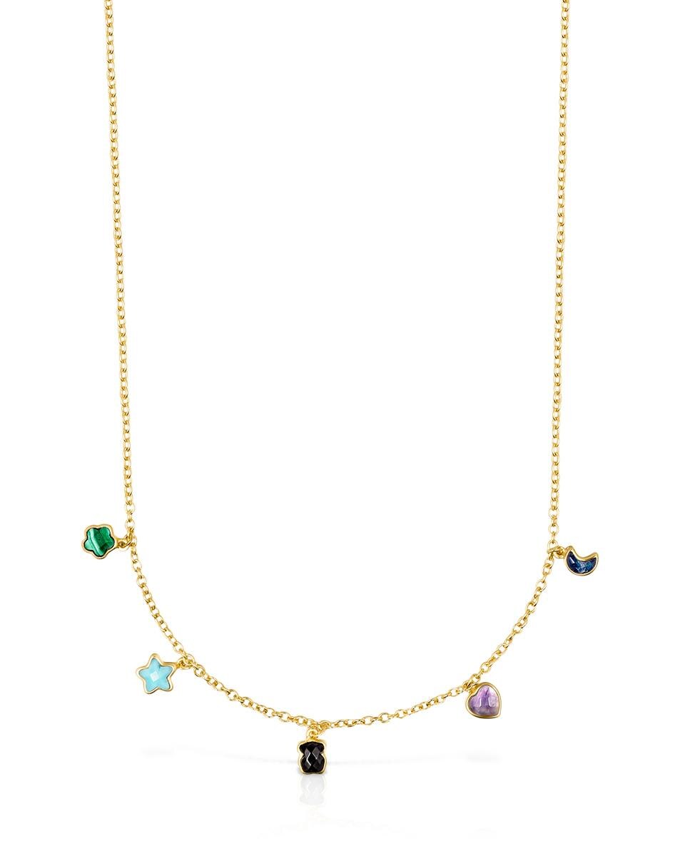 Colar Glory Banhado em Ouro de 18 Kt Sobre Prata com Cinco Motivos Multicolor-2