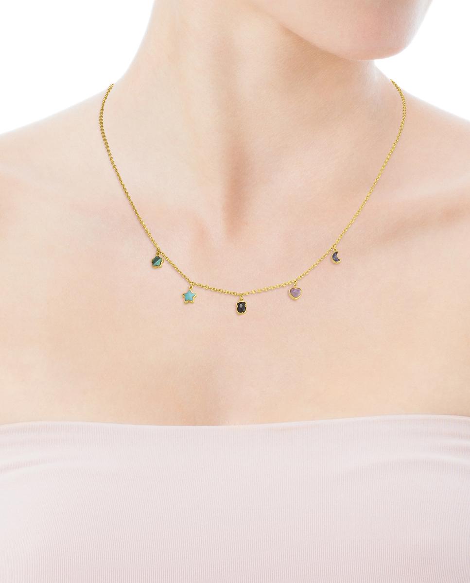Colar Glory Banhado em Ouro de 18 Kt Sobre Prata com Cinco Motivos Multicolor-4