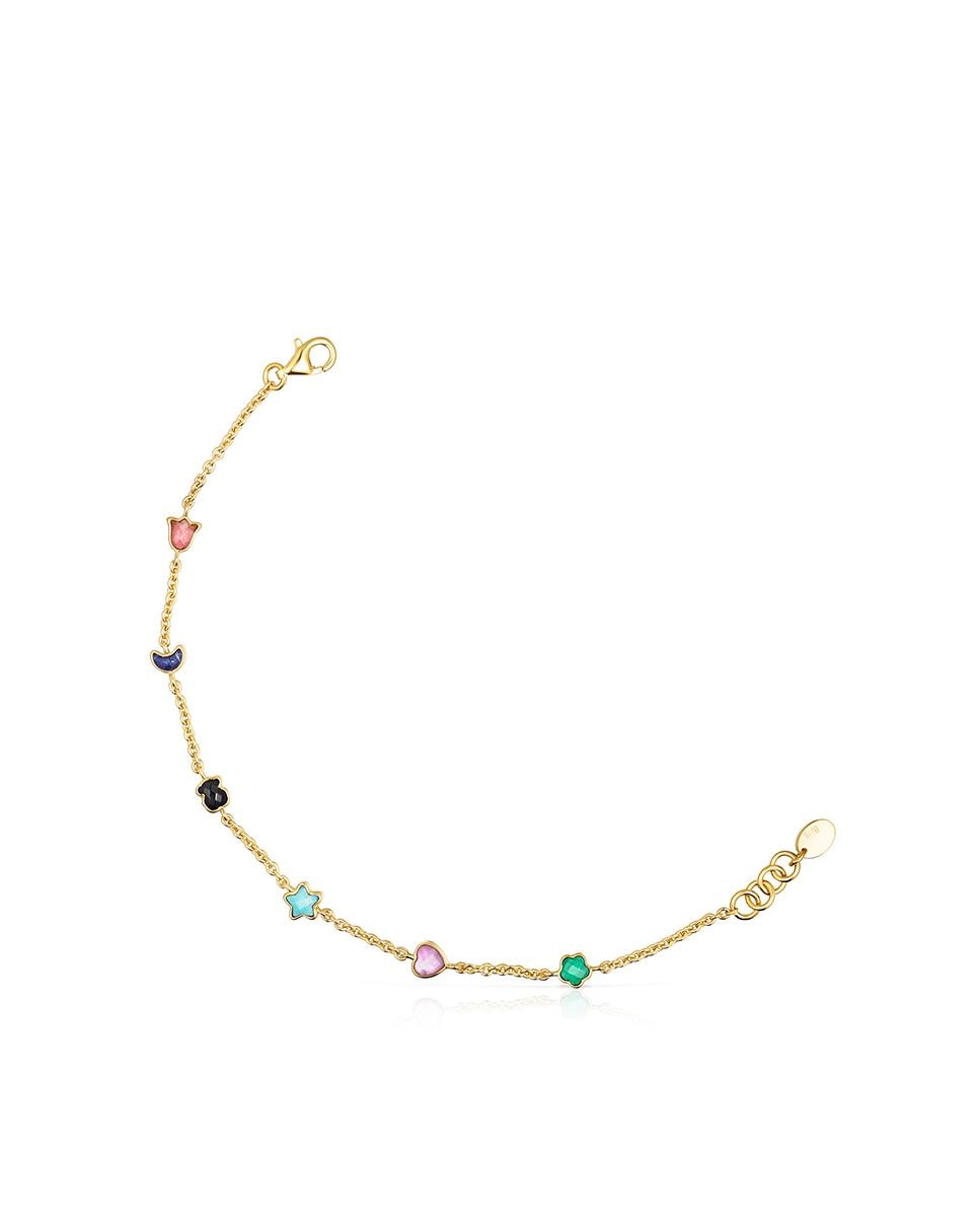 Pulseira de Corrente Glory Banhada em Ouro de 18 Kt Sobre Prata com Seis Motivos Multicolor-1