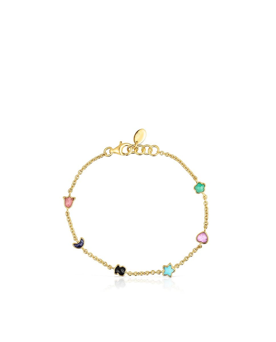 Pulseira de Corrente Glory Banhada em Ouro de 18 Kt Sobre Prata com Seis Motivos Multicolor-2