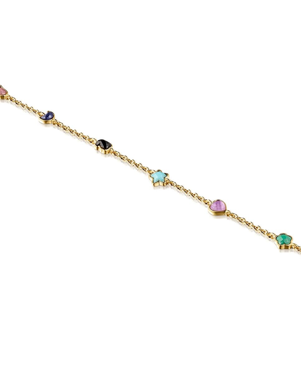 Pulseira de Corrente Glory Banhada em Ouro de 18 Kt Sobre Prata com Seis Motivos Multicolor-3