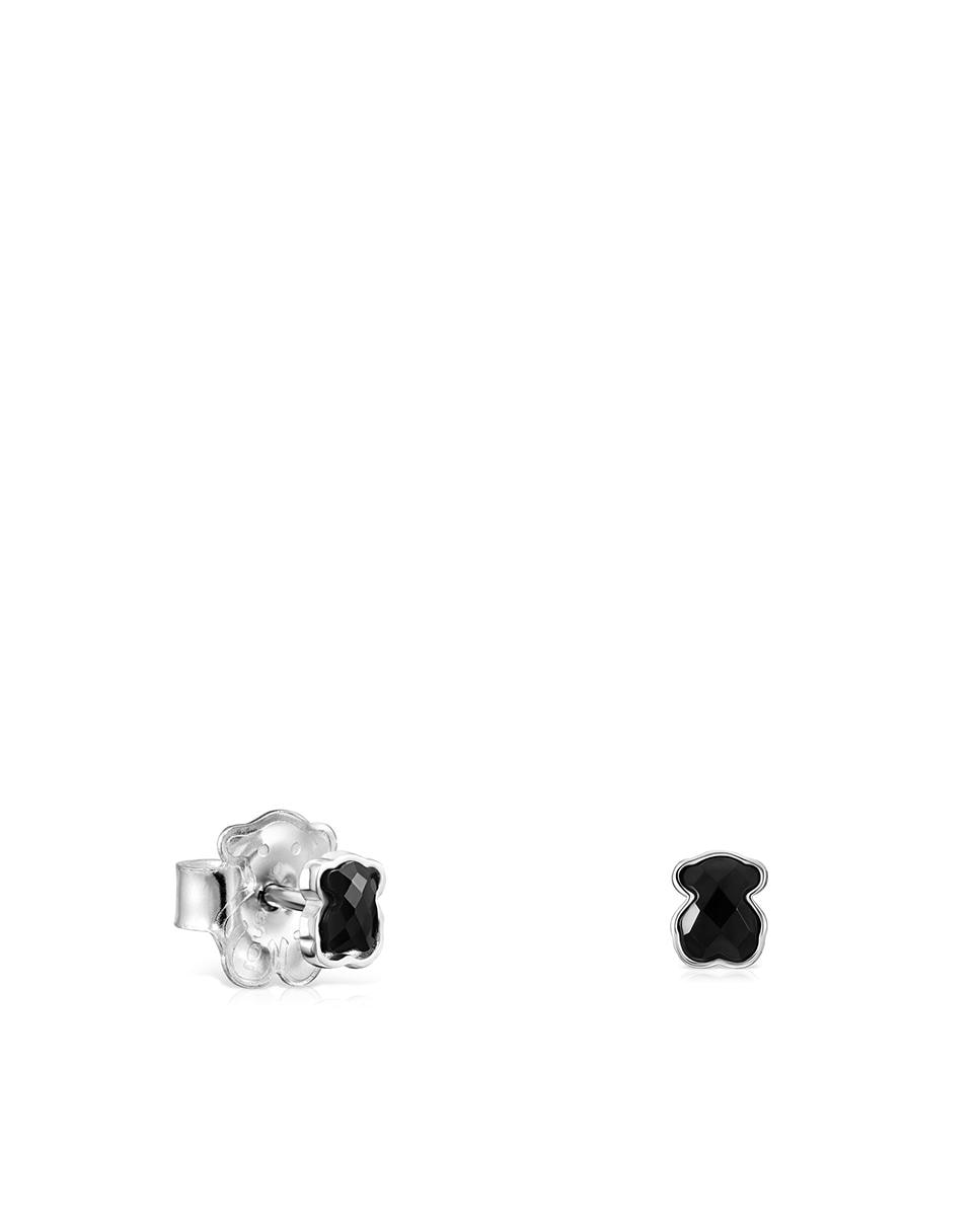 Brincos Onix Mini de Prata com Onix Preto-1