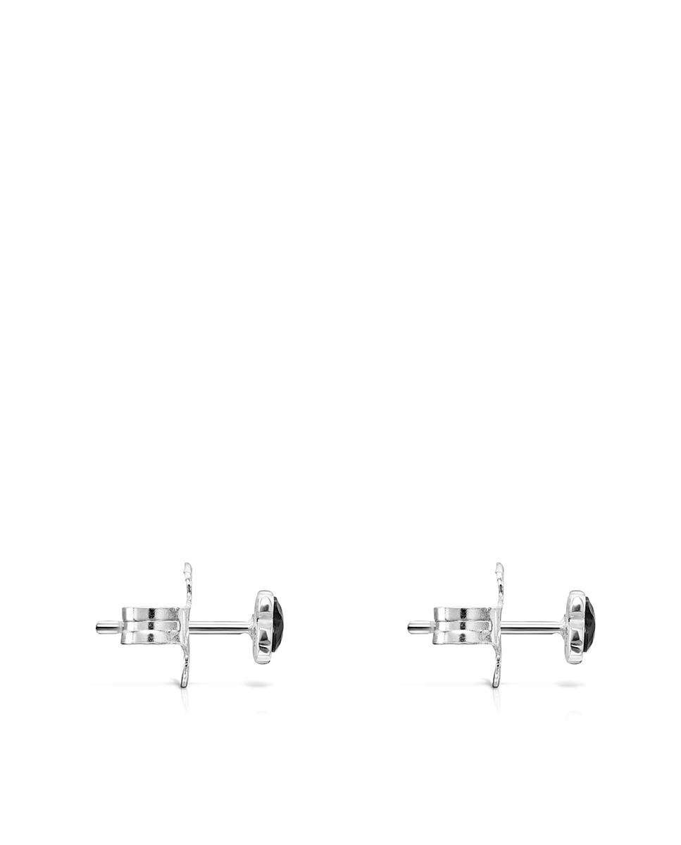 Brincos Onix Mini de Prata com Onix Preto-2