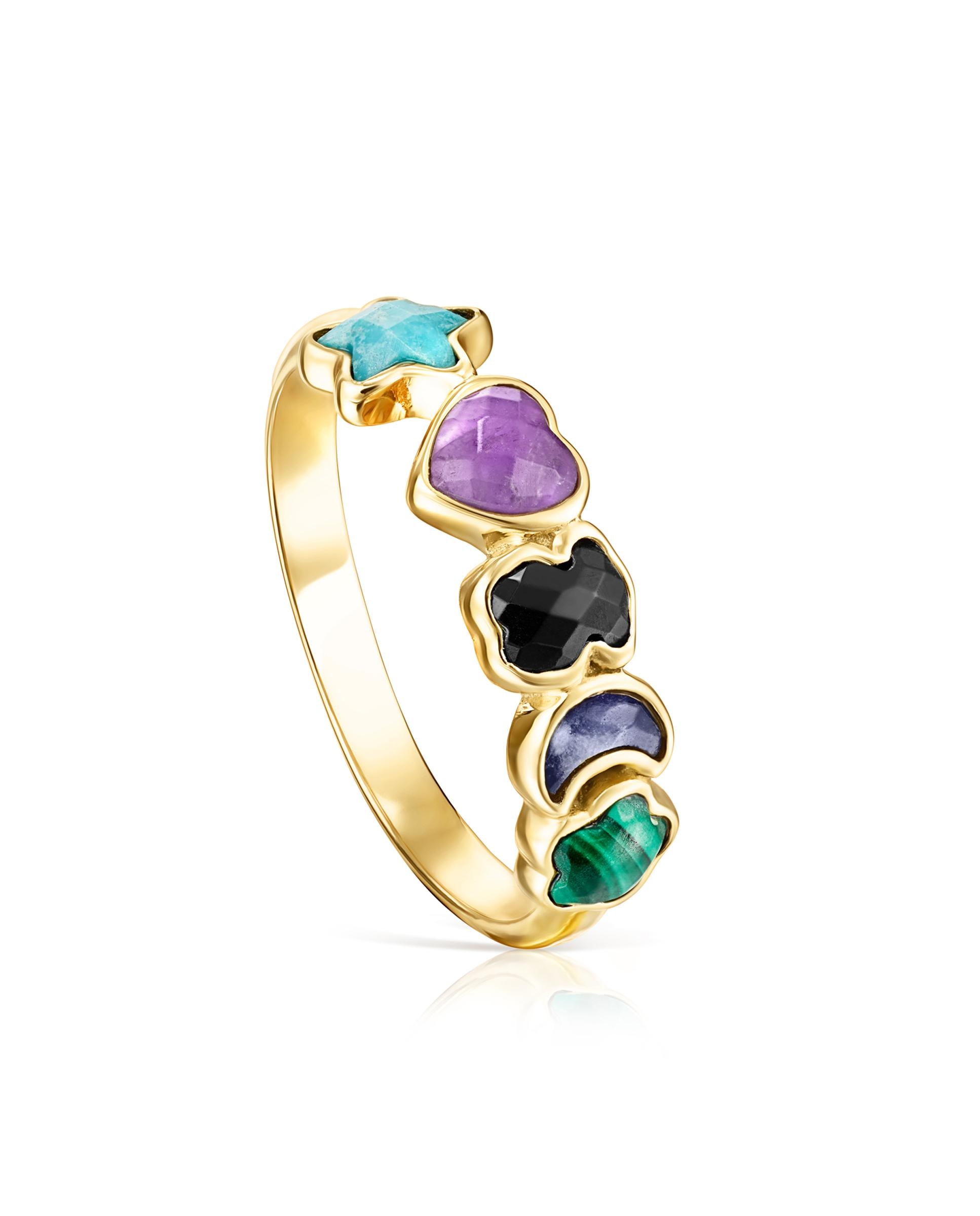 Anel Glory Banhado em Ouro de 18 Kt Sobre Prata com Gemas Multicolor Multicolor-1