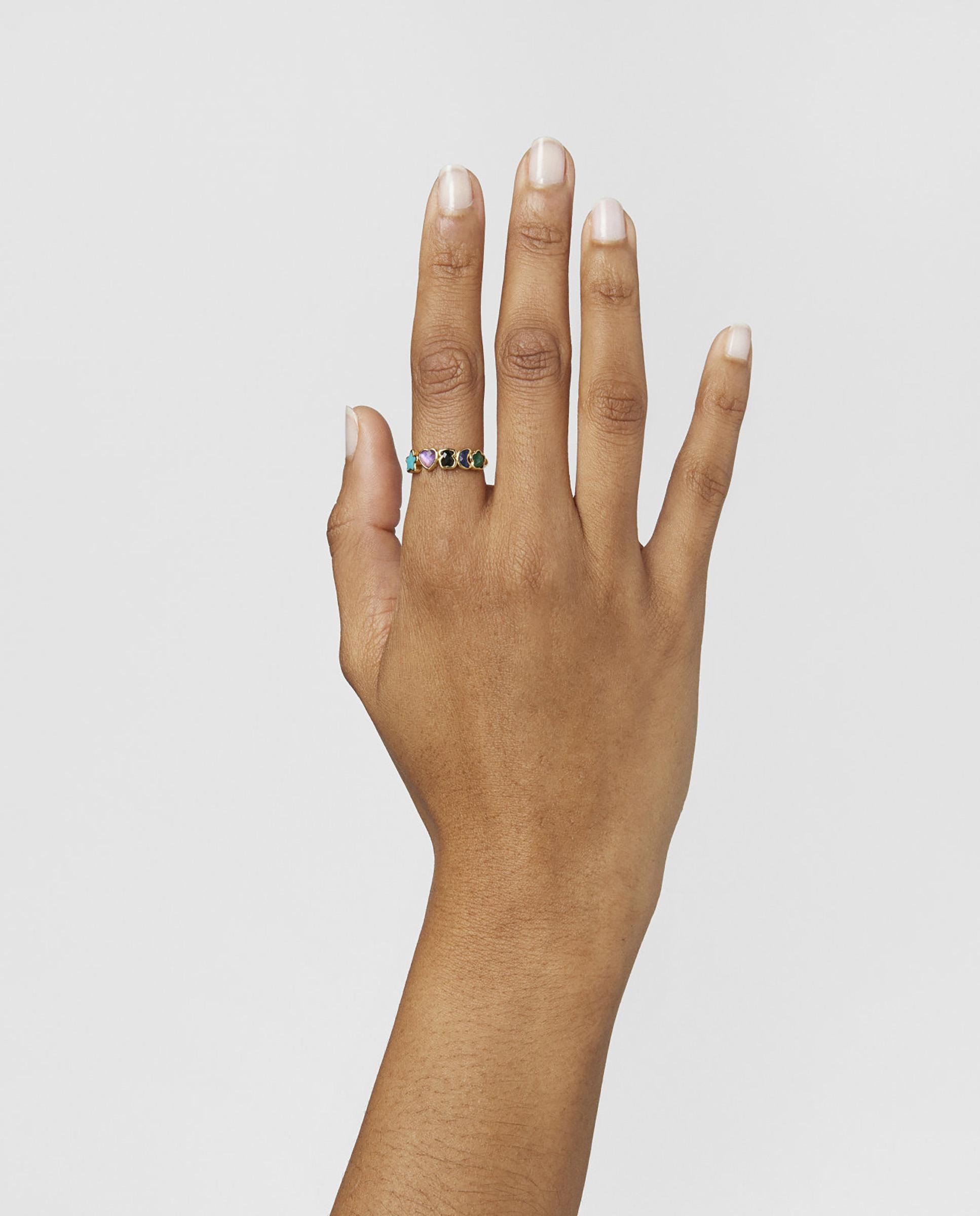 Anel Glory Banhado em Ouro de 18 Kt Sobre Prata com Gemas Multicolor Multicolor-5