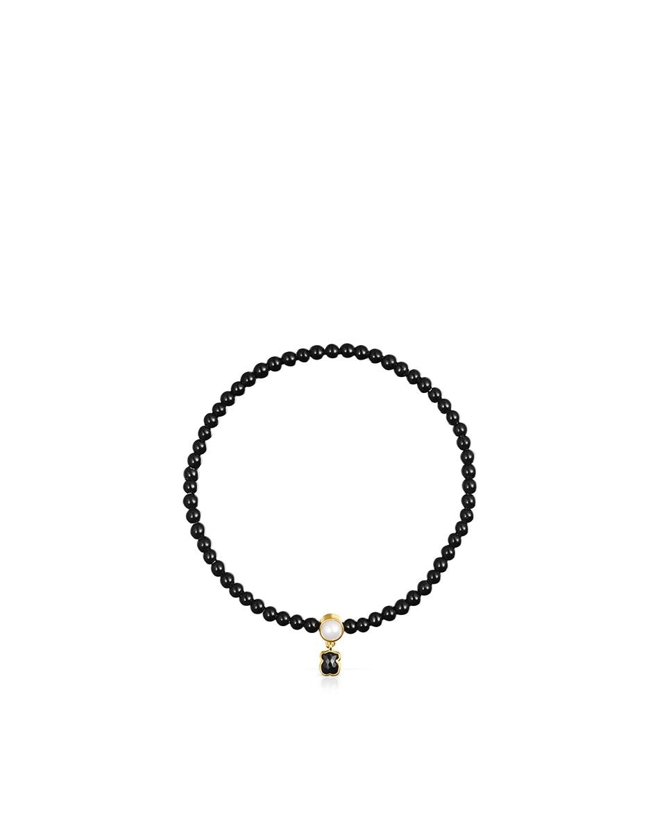 Pulseira Glory de Ônix e Banhada a Ouro 18 Kt Sobre Prata com Pérola Preto-2