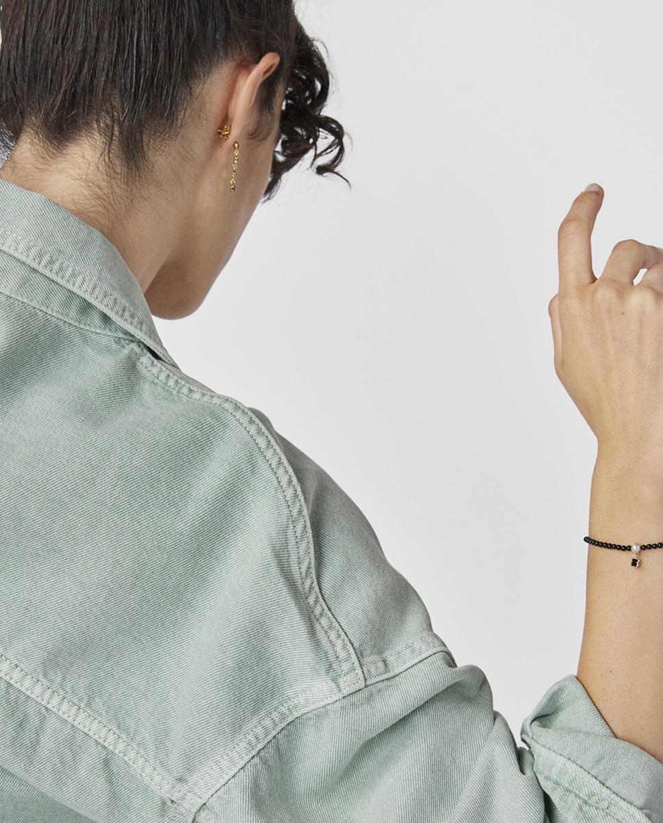 Pulseira Glory de Ônix e Banhada a Ouro 18 Kt Sobre Prata com Pérola Preto-5