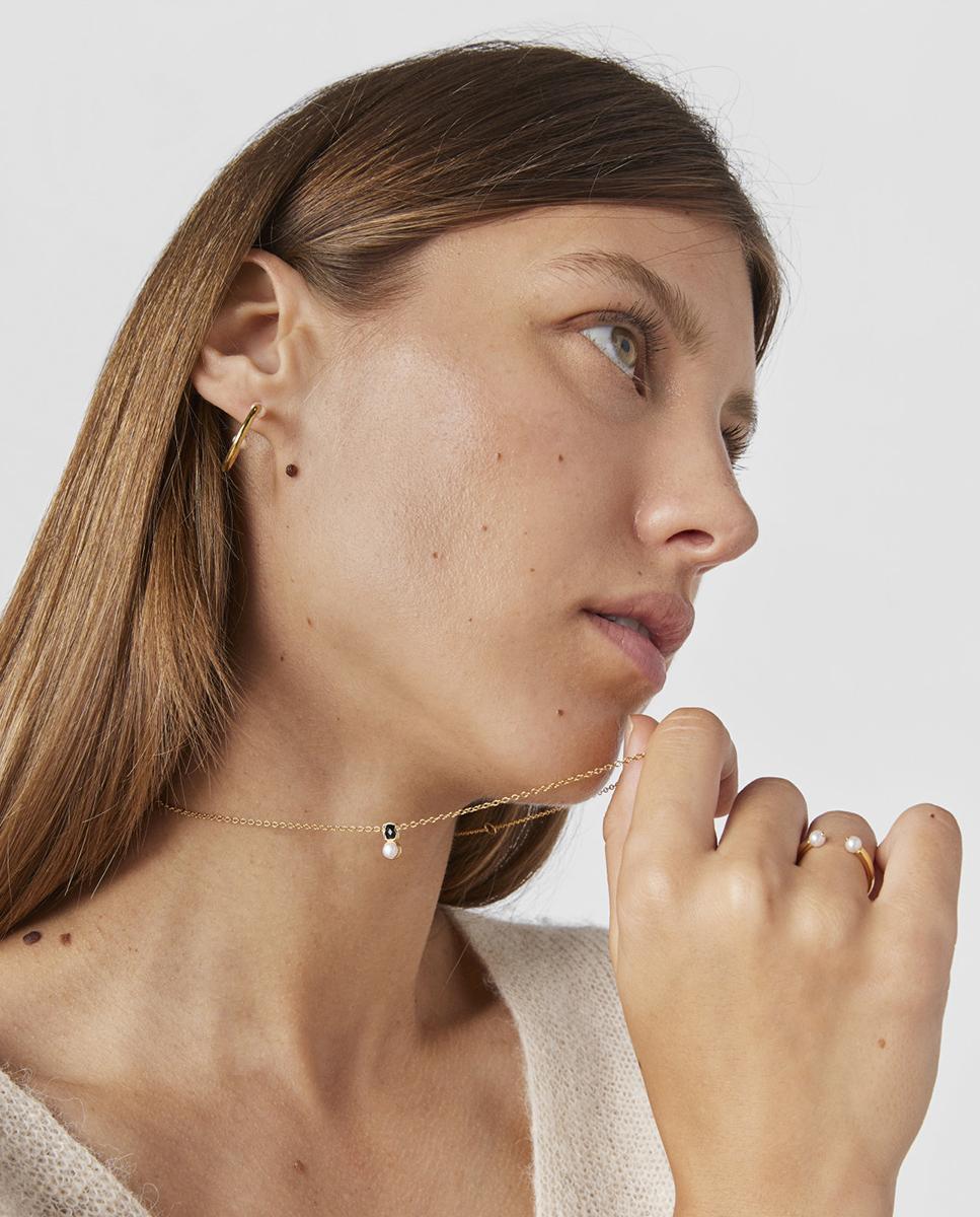 Colar Glory Banhado em Ouro de 18 Kt Sobre Prata com Ônix e Pérola Multicolor-5