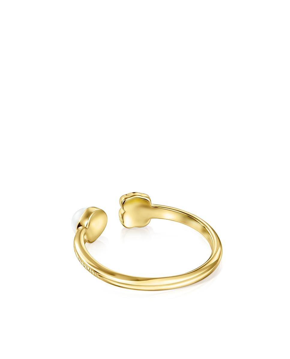 Anel Glory Banhado a Ouro de 18 Kt Sobre Prata com Ónix e Pérola Multicolor-3