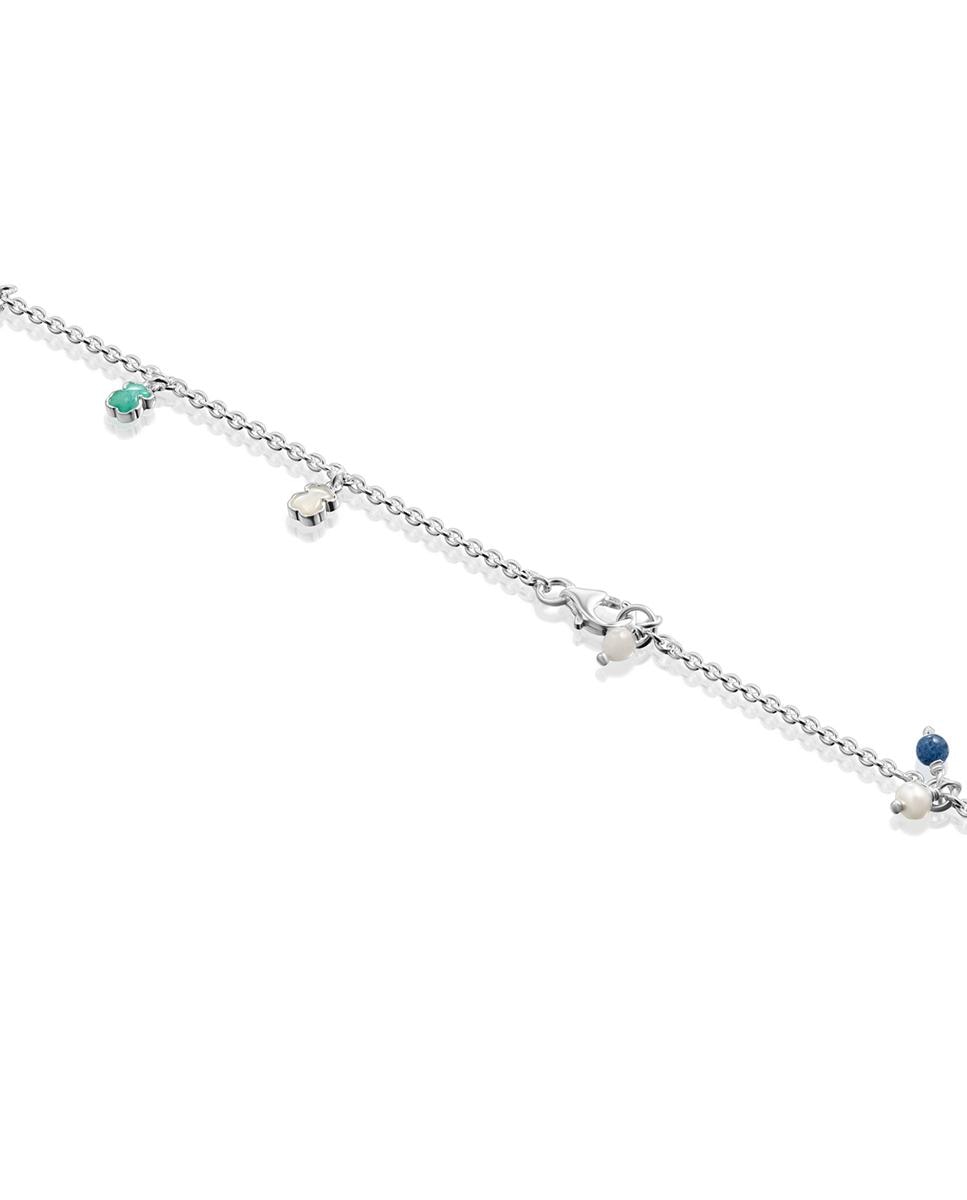 Pulseira de Corrente Mini em Prateado com Cinco Ursos Multicolor-3