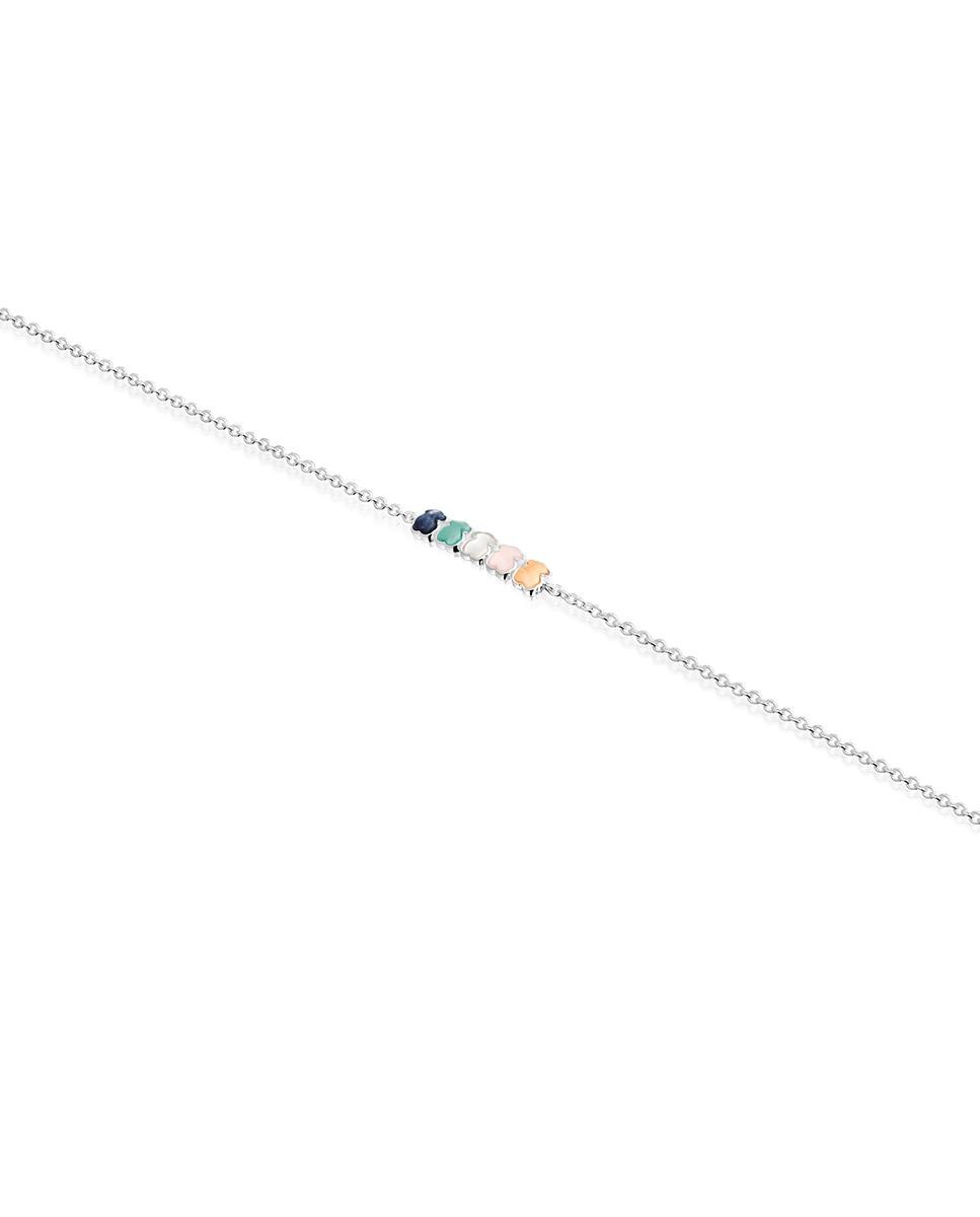 Pulseira Mini Color em Prata com Cinco Ursos Multicolor-3