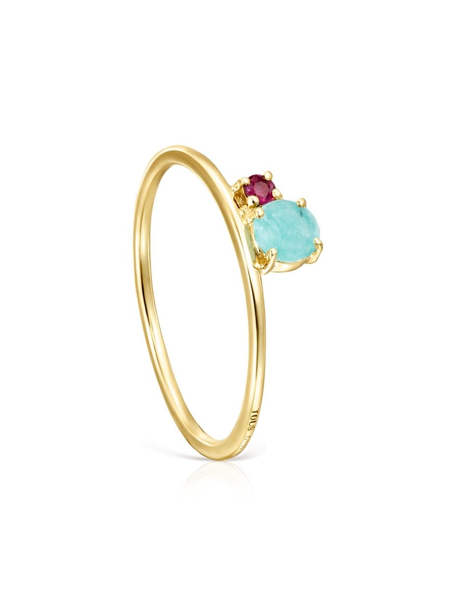 Anel Mini Ivette de Ouro Amarelo com Gemas Multicolor-1