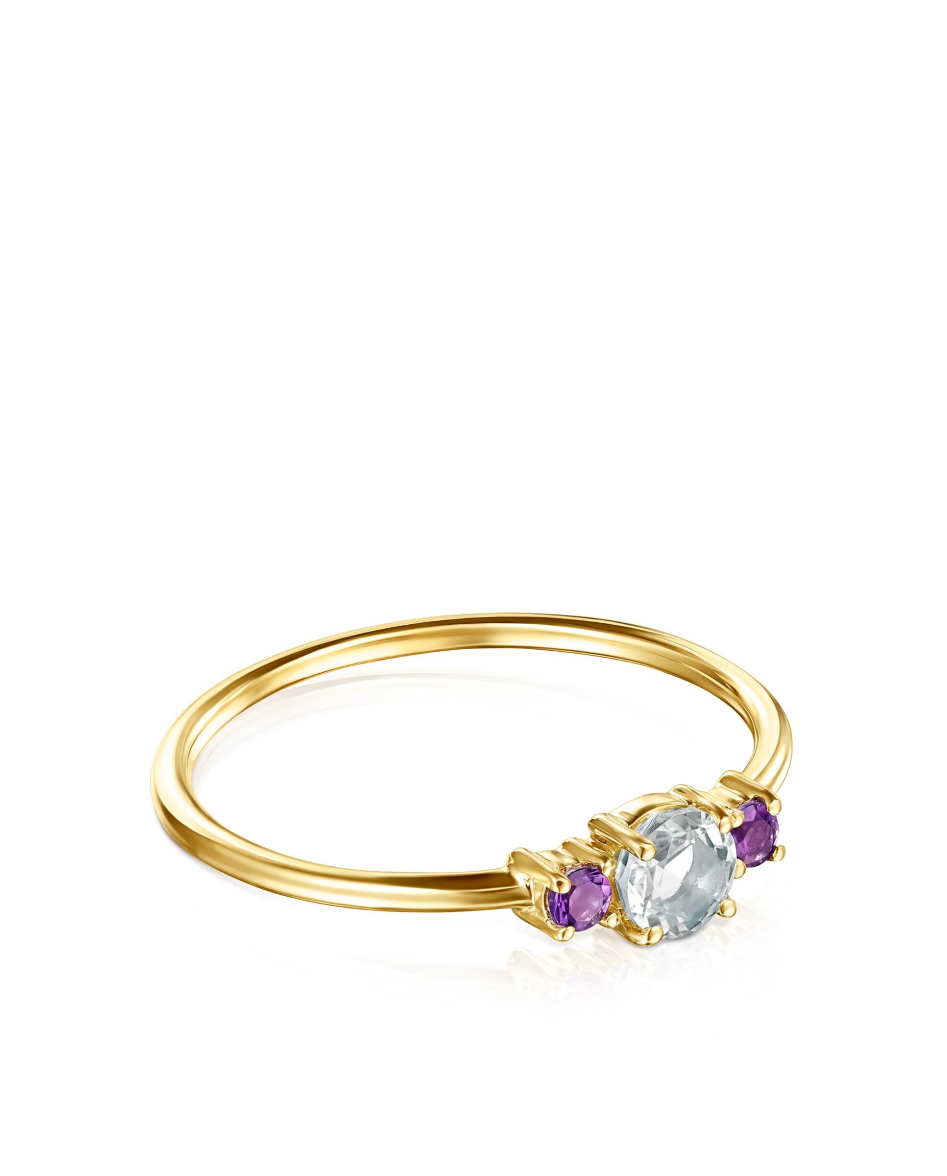 Anel Mini Ivette de Ouro Amarelo com Gemas Multicolor-2