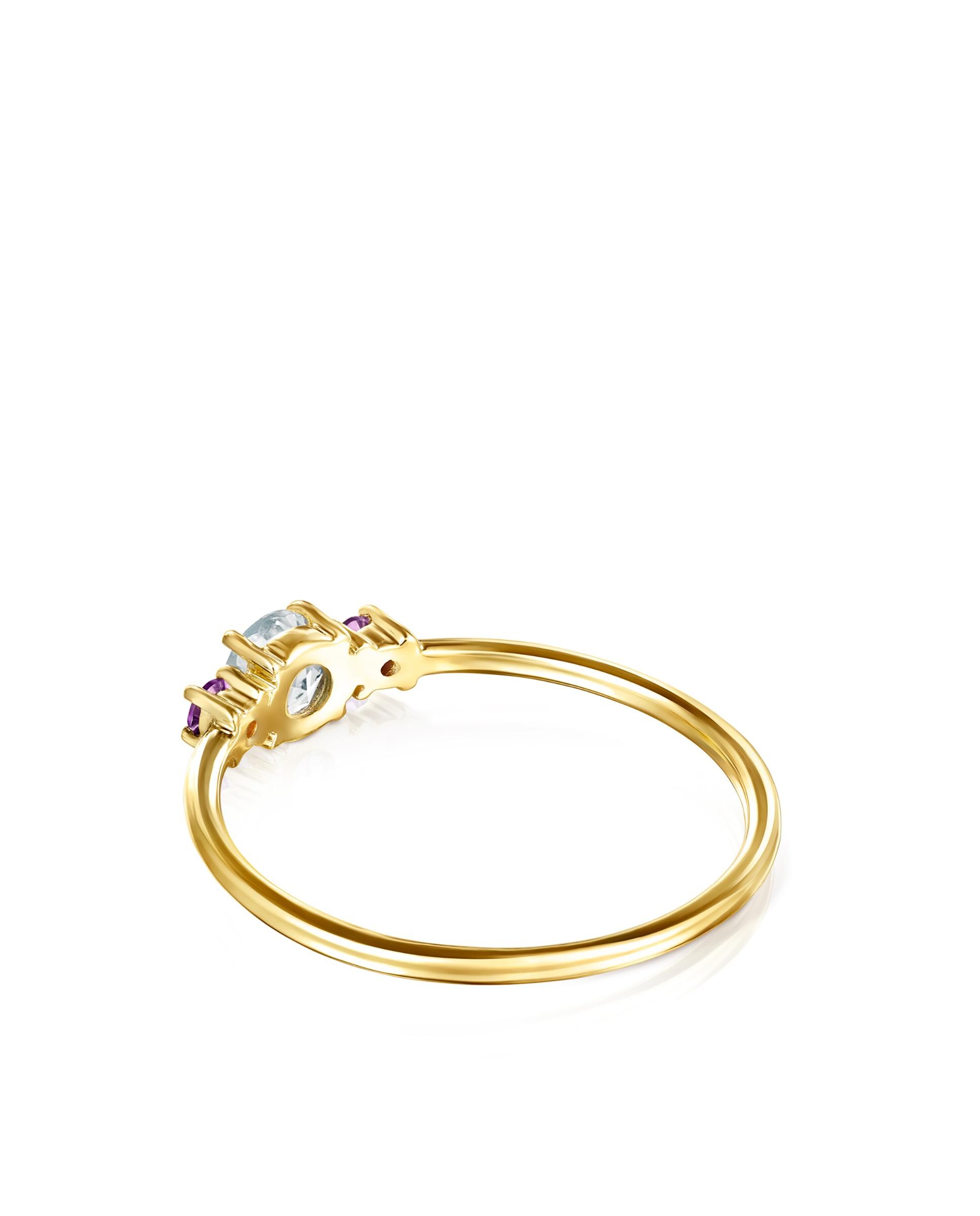 Anel Mini Ivette de Ouro Amarelo com Gemas Multicolor-3
