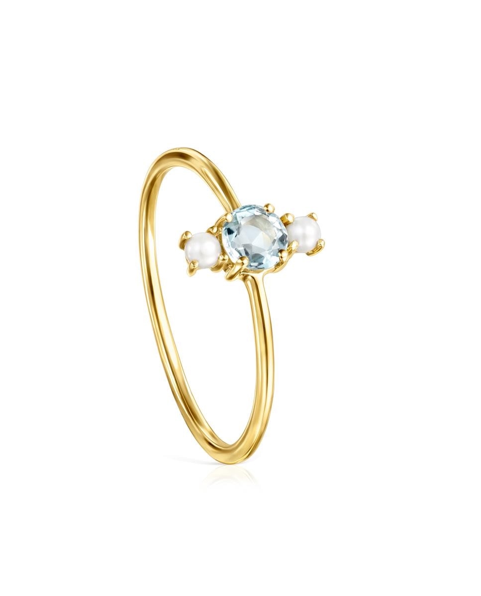 Anel Mini Ivette de Ouro Amarelo com Gemas Multicolor-1