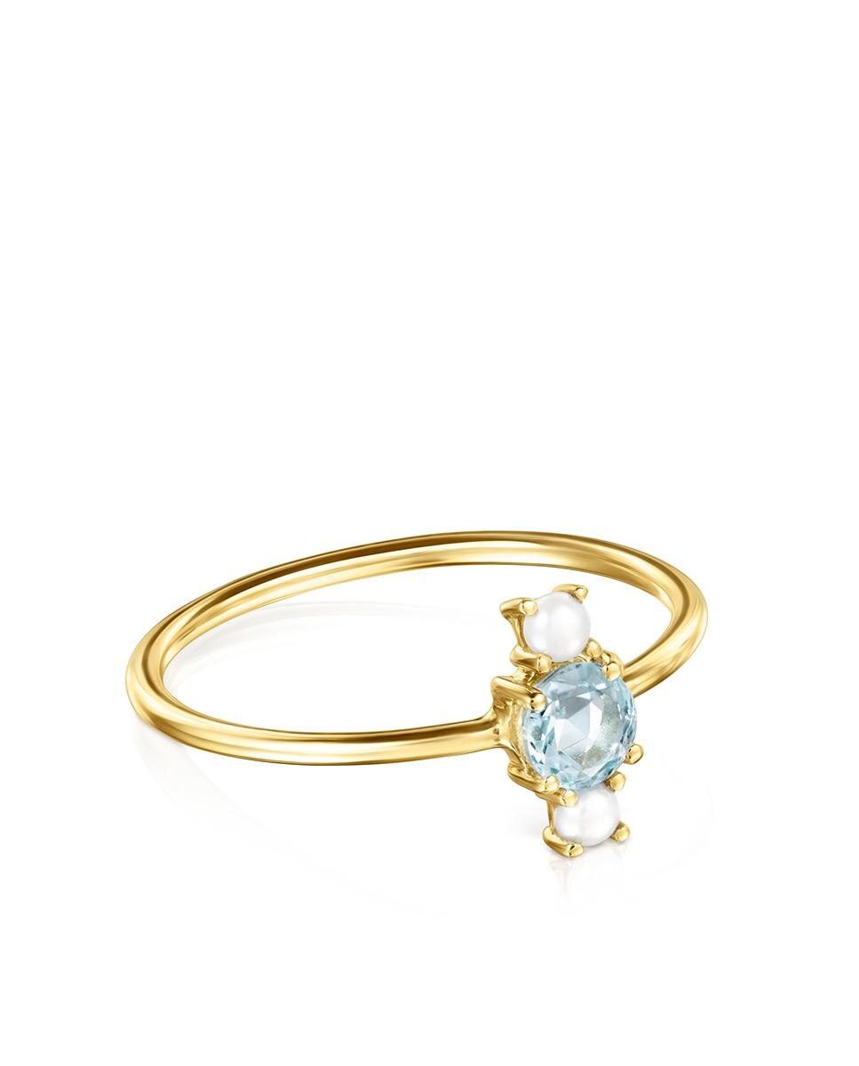 Anel Mini Ivette de Ouro Amarelo com Gemas Multicolor-2