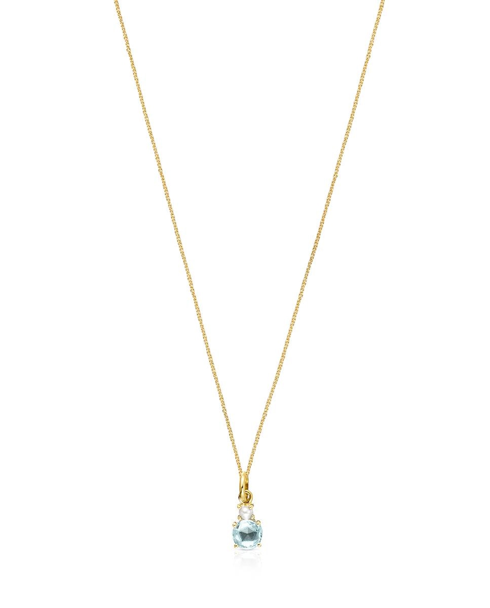 Pendente Mini Ivette de Ouro Amarelo com Topázio Azul e Pérola Multicolor-2