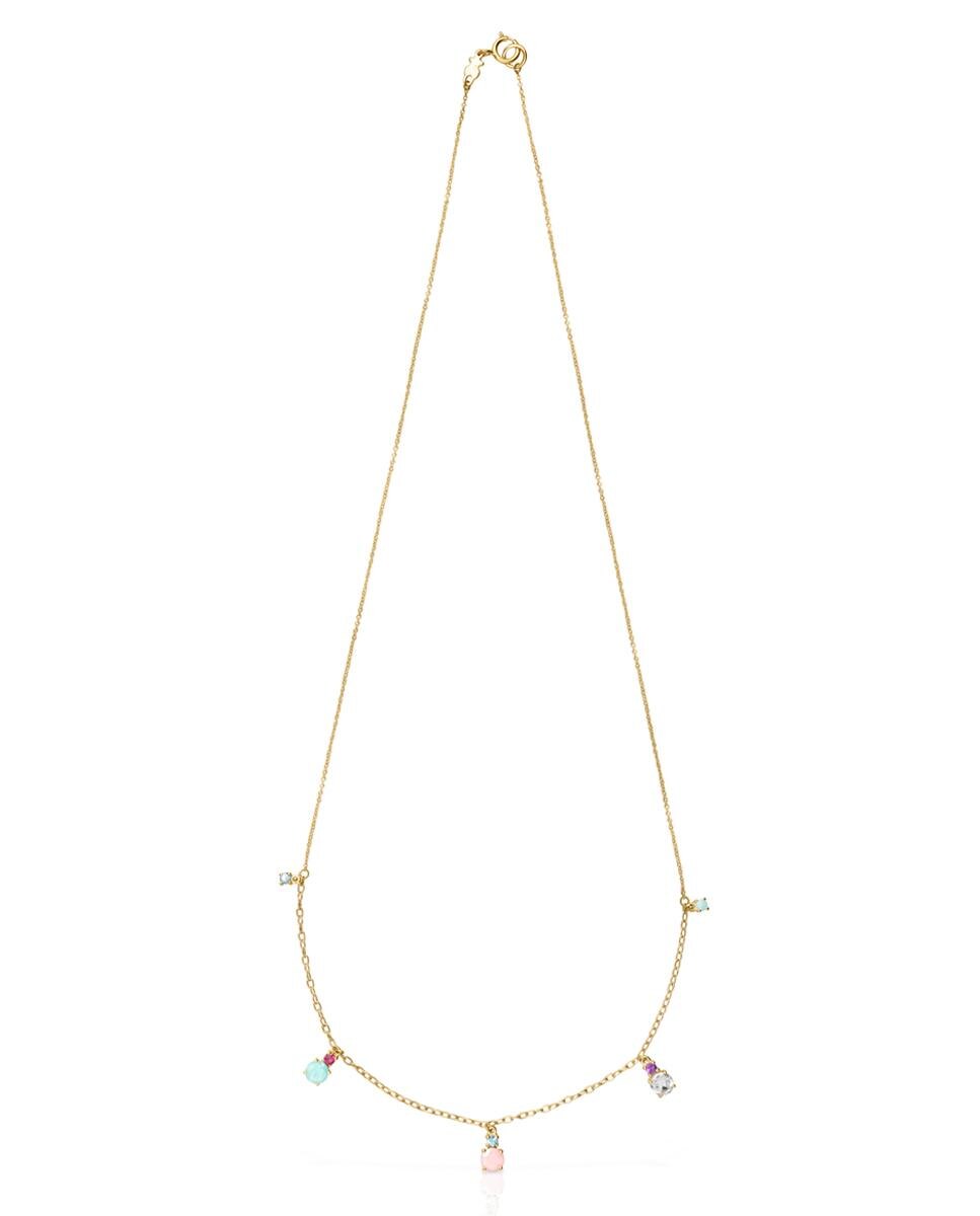 Colar Mini Ivette de Ouro Amarelo com Gemas 2