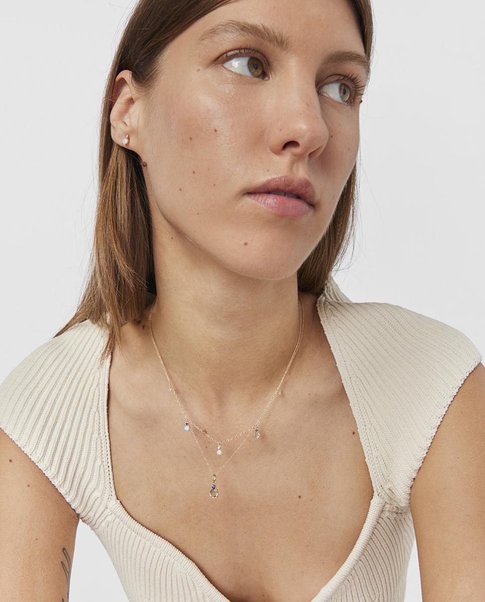 Colar Mini Ivette de Ouro Amarelo com Gemas 4