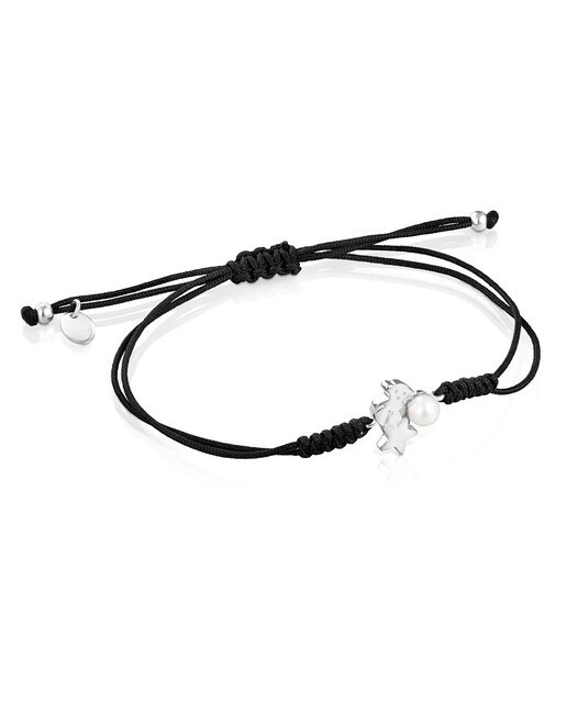 Imagem 0 de Pulseira Nocturne em Prata com Cordão Preto e Pérola