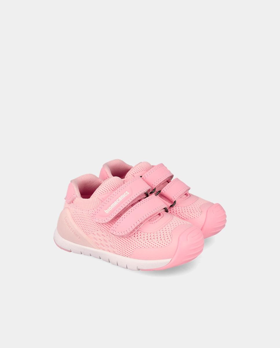 Sapatilhas de Pele para Bebé Perfuradas com Velcro Biomecanics Rosa-2