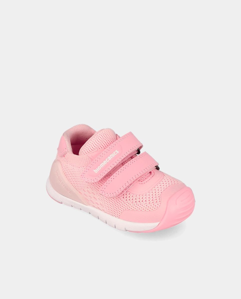 Sapatilhas de Pele para Bebé Perfuradas com Velcro Biomecanics Rosa-4