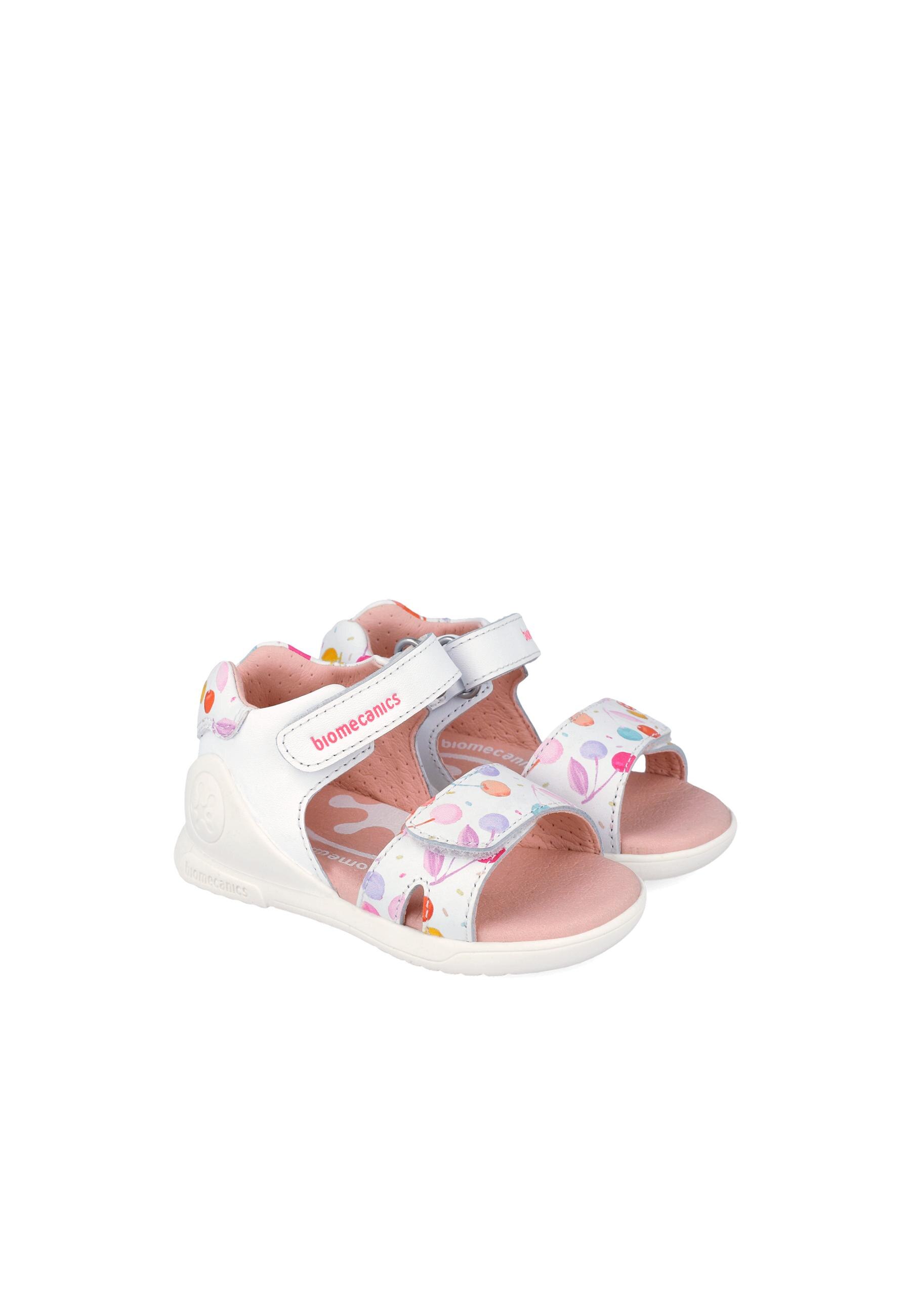 Sandálias para Bebés de Pele Estampadas com Velcro Biomecanics Branco / Serigrafiado-2
