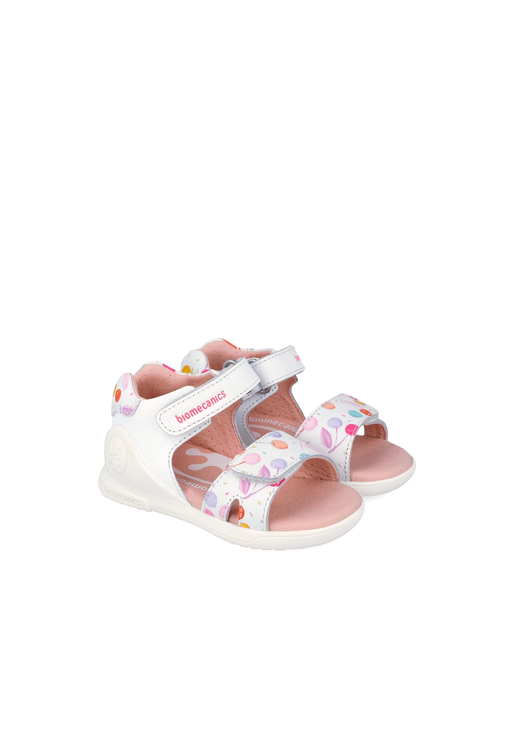 Sandálias para Bebés de Pele Estampadas com Velcro Biomecanics Branco / Serigrafiado-2