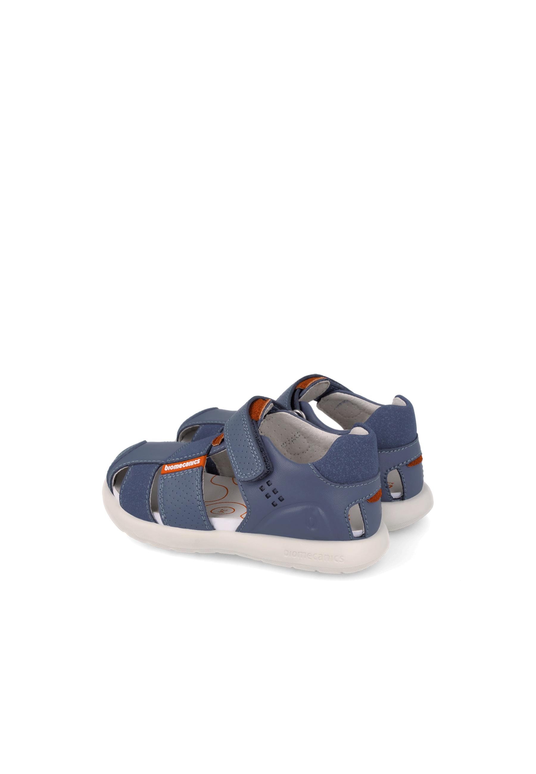 Sandálias Fechadas Infantil de Pele com Velcro Azul-3