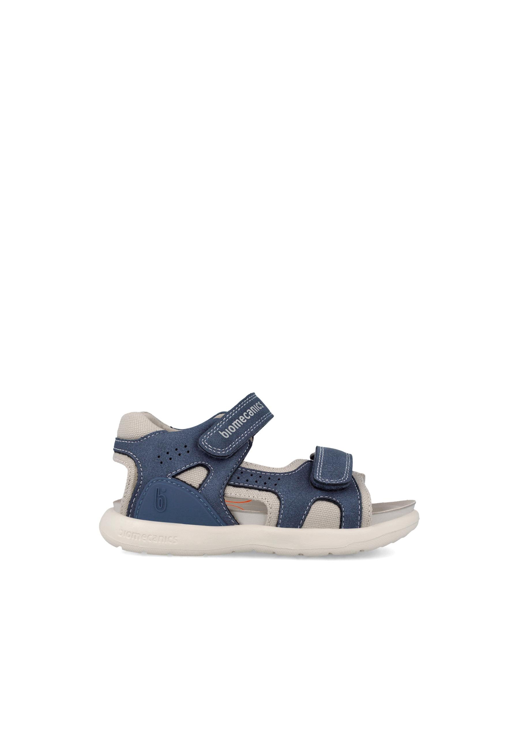 Sandálias Abertas Infantil de Pele com Velcro Azul / Cinzento-5