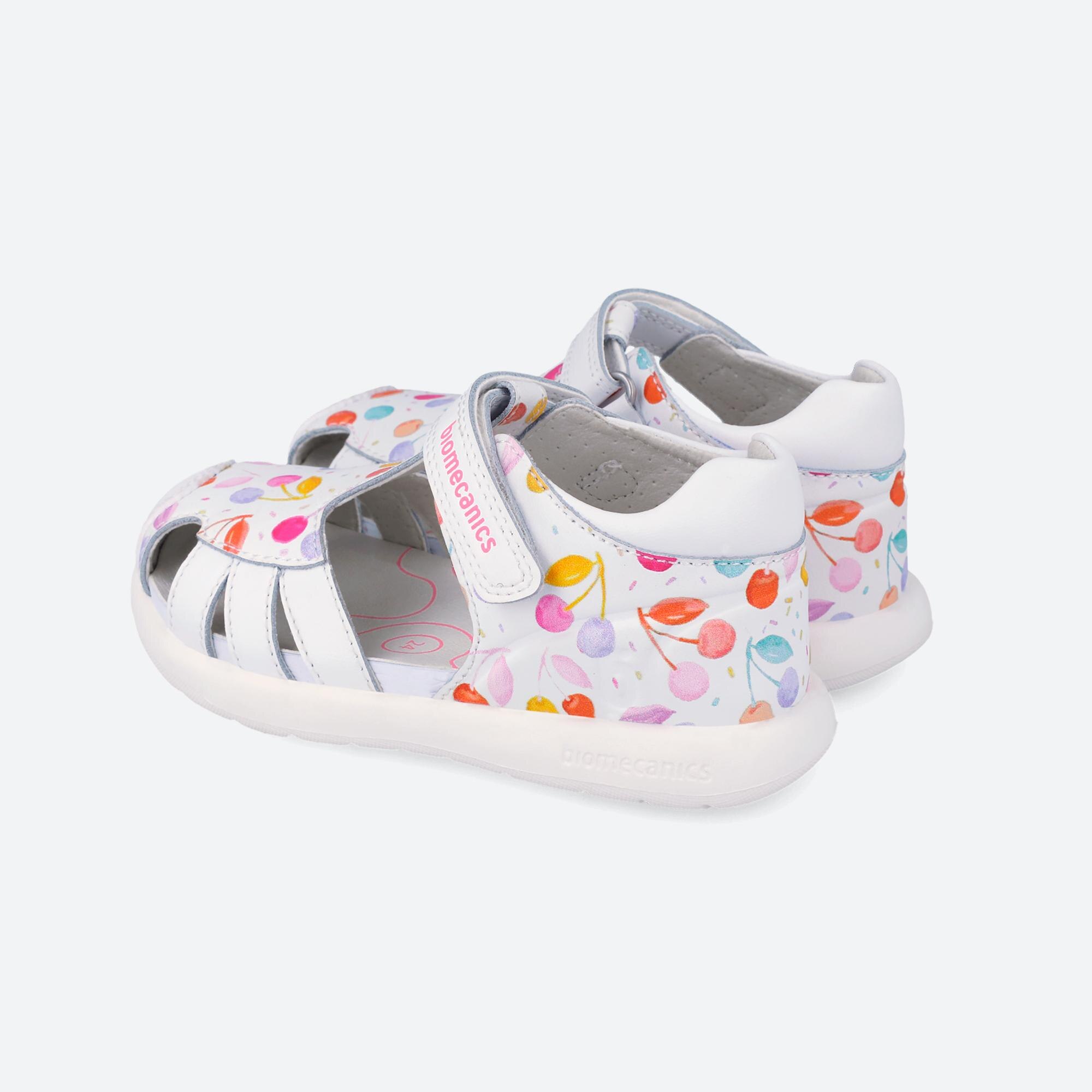 Sandálias Fechadas Infantil de Pele com Velcro Biomecanics Branco-3