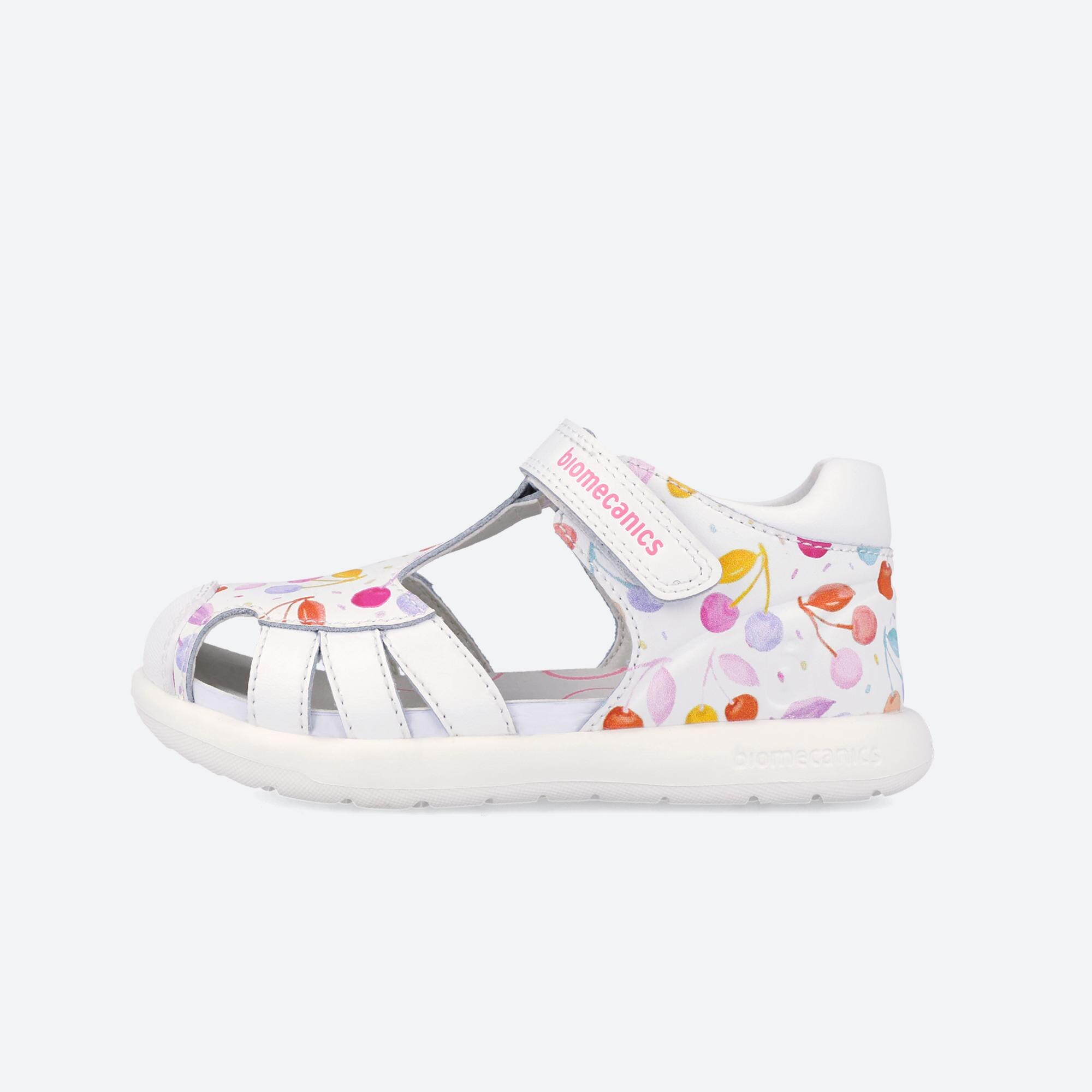 Sandálias Fechadas Infantil de Pele com Velcro Biomecanics Branco-5