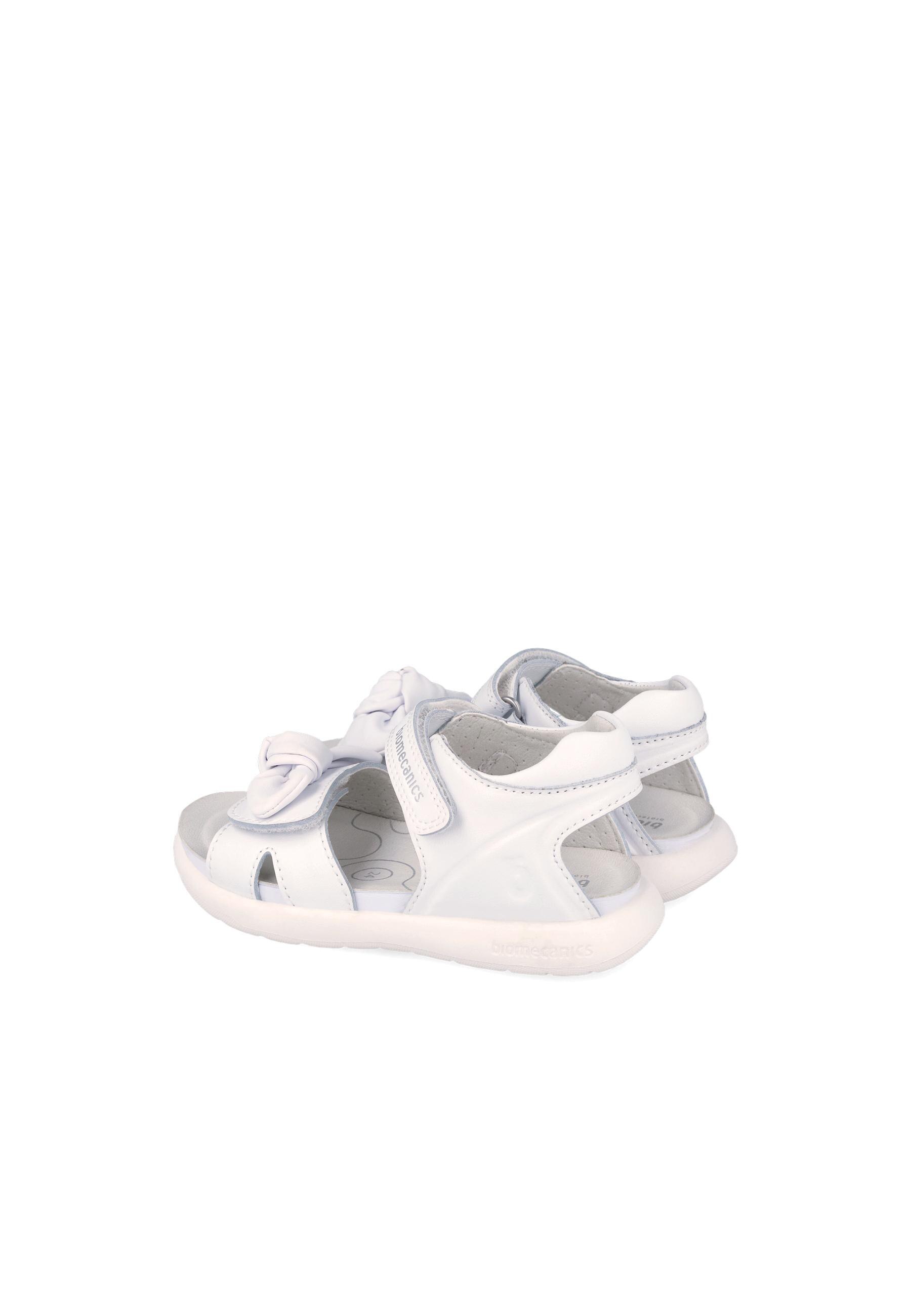 Sandálias Abertas Infantil de Pele com Velcro Branco-3