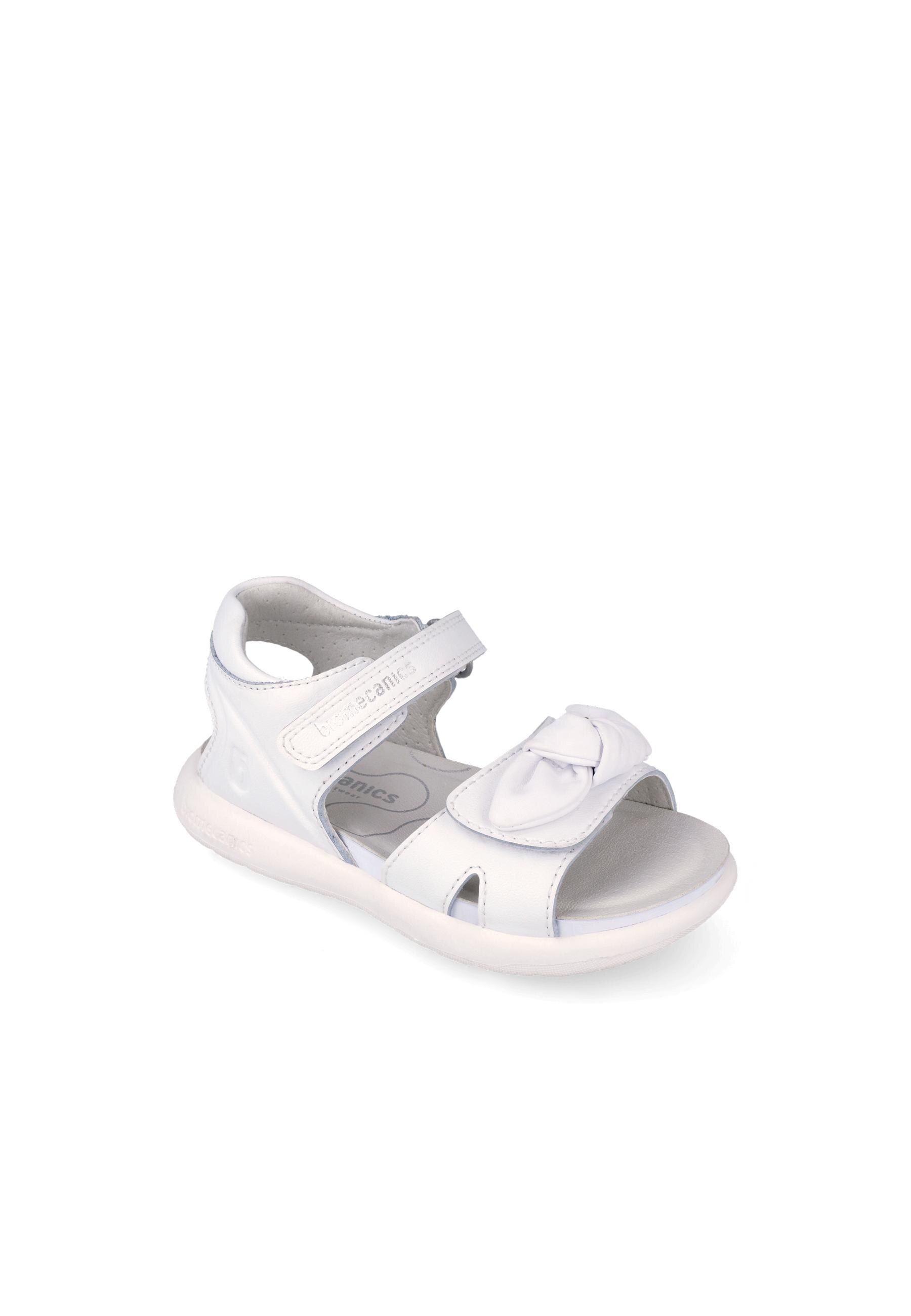 Sandálias Abertas Infantil de Pele com Velcro Branco-4