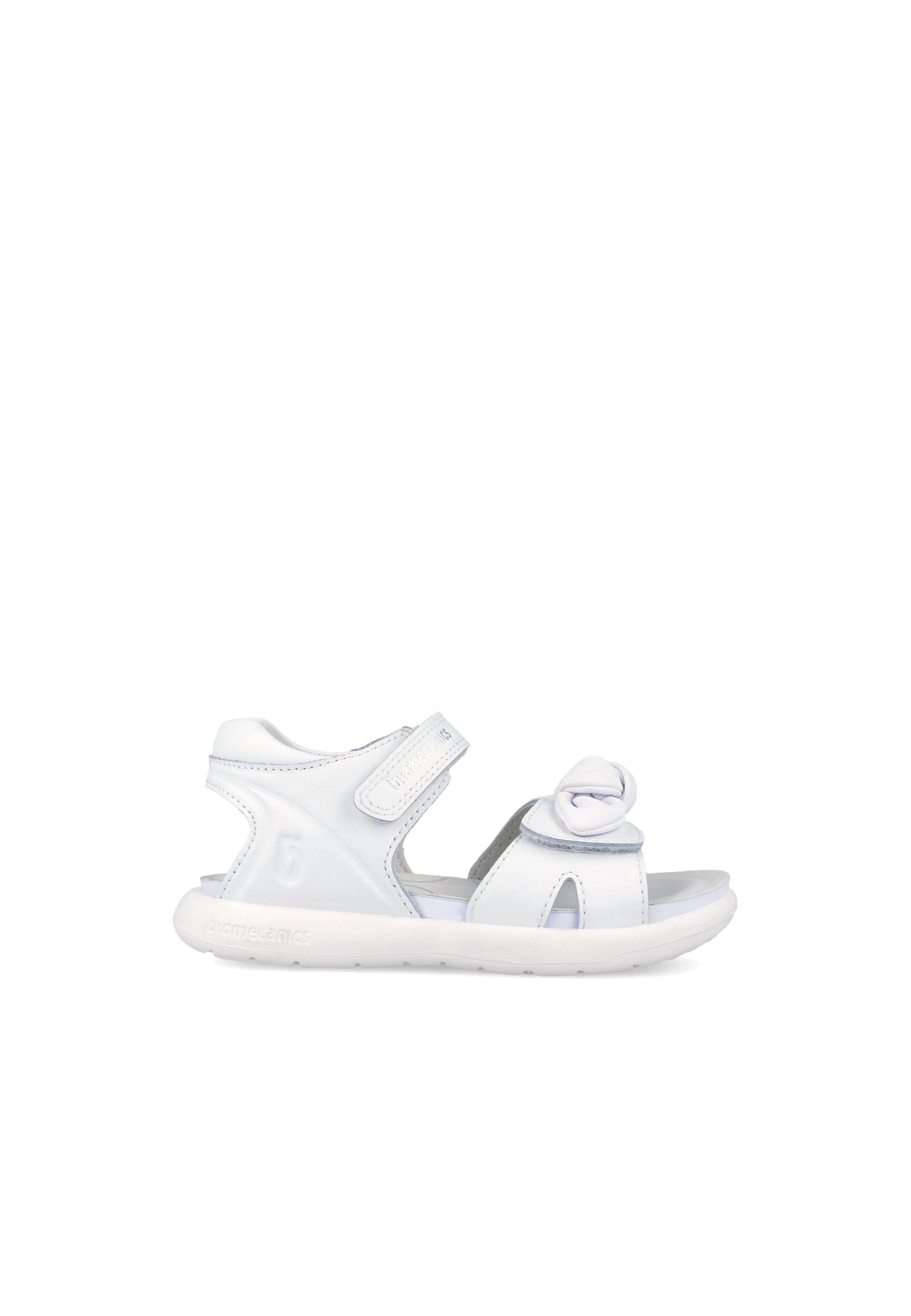 Sandálias Abertas Infantil de Pele com Velcro Branco-5