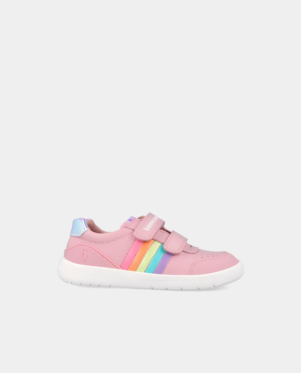 Imagem 0 de Sapatilhas de Pele Infantil com Velcro e Detalhes em Contraste