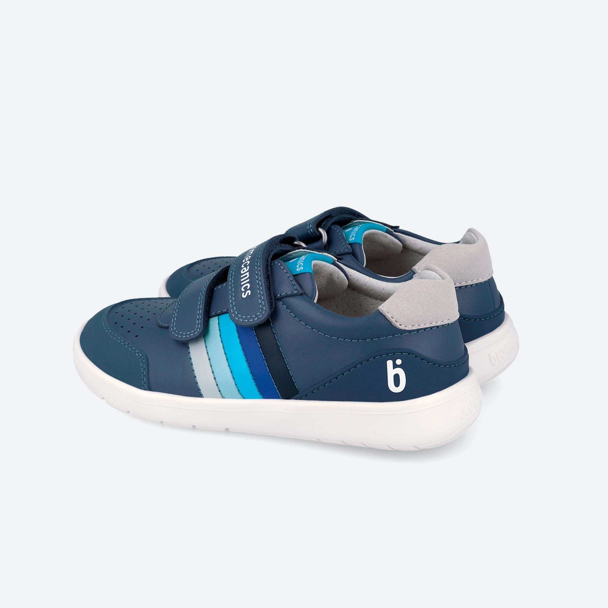 Sapatilhas de Pele Infantil com Velcro Azul-6