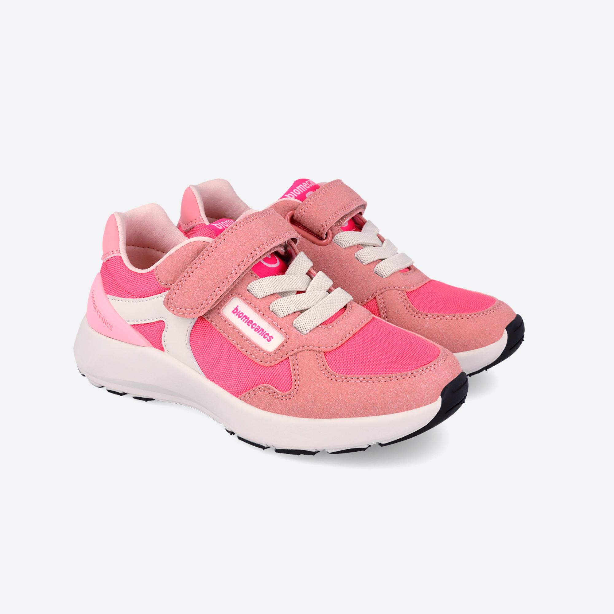Sapatilhas Desportivas Infantil com Velcro Rosa / Branco-2