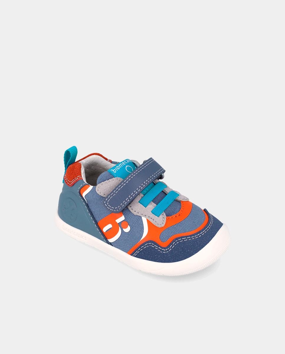 Sapatilhas Desportivas de Bebé Respeitosas com o Crescimento Natural Do Pé com Velcro Biomecanics Azul-4