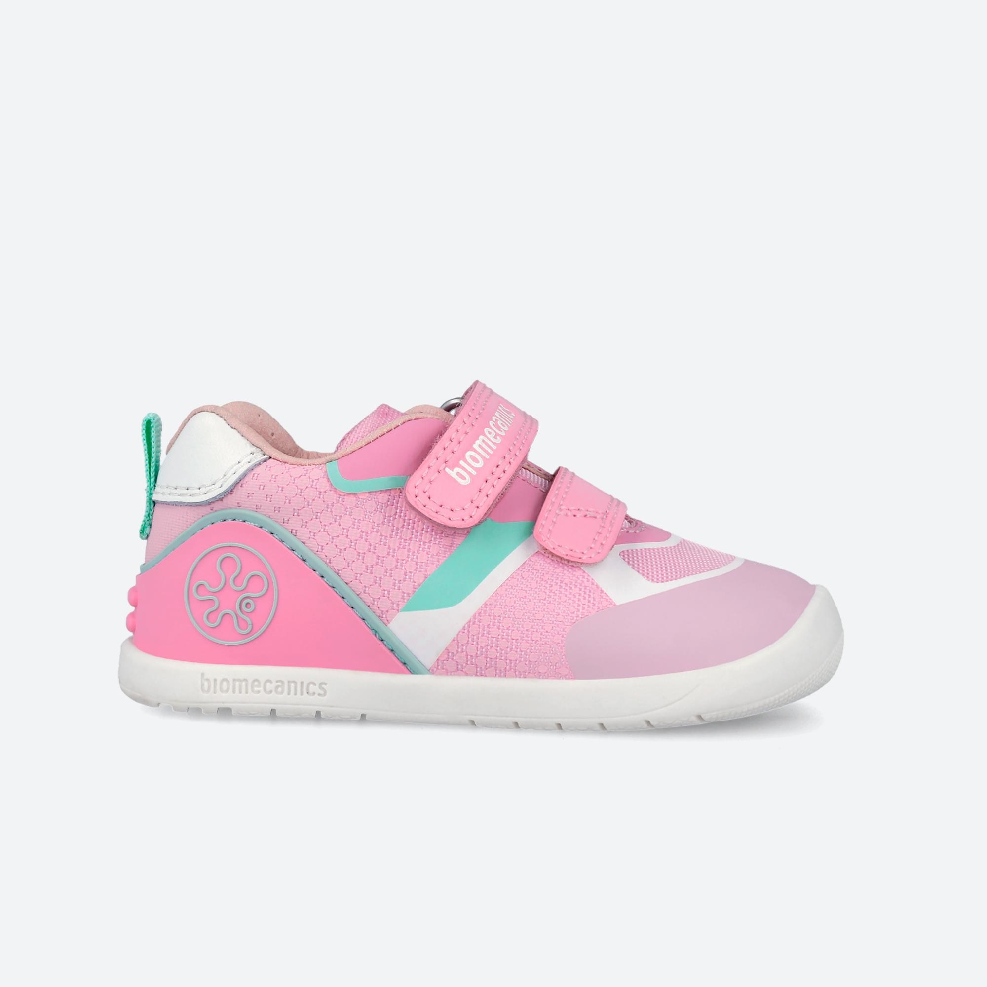 Sapatilhas Desportivas para Bebés Respeitosas com o Crescimento Natural Do Pé com Velcro Biomecanics Rosa / Verde-1