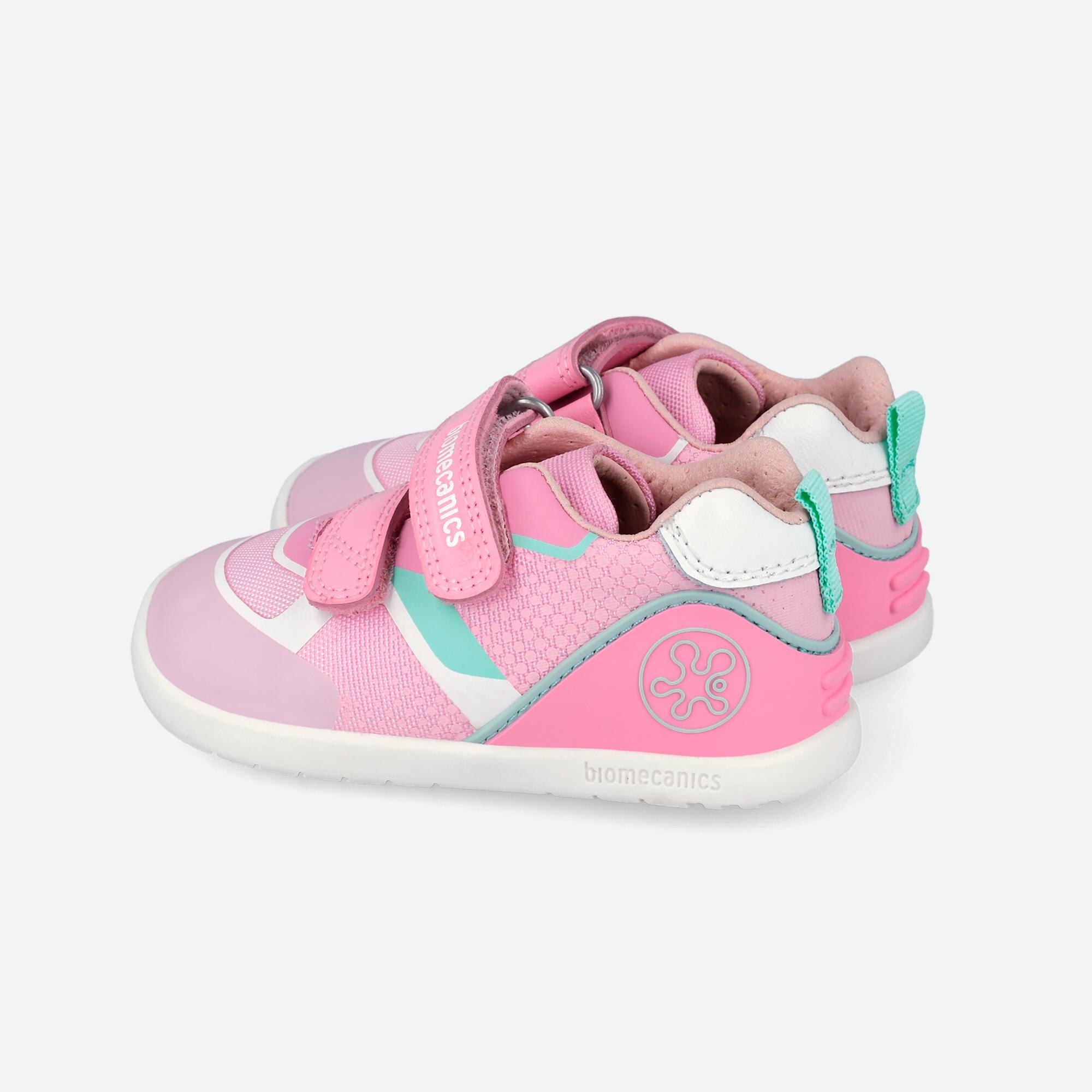 Sapatilhas Desportivas para Bebés Respeitosas com o Crescimento Natural Do Pé com Velcro Biomecanics Rosa / Verde-5