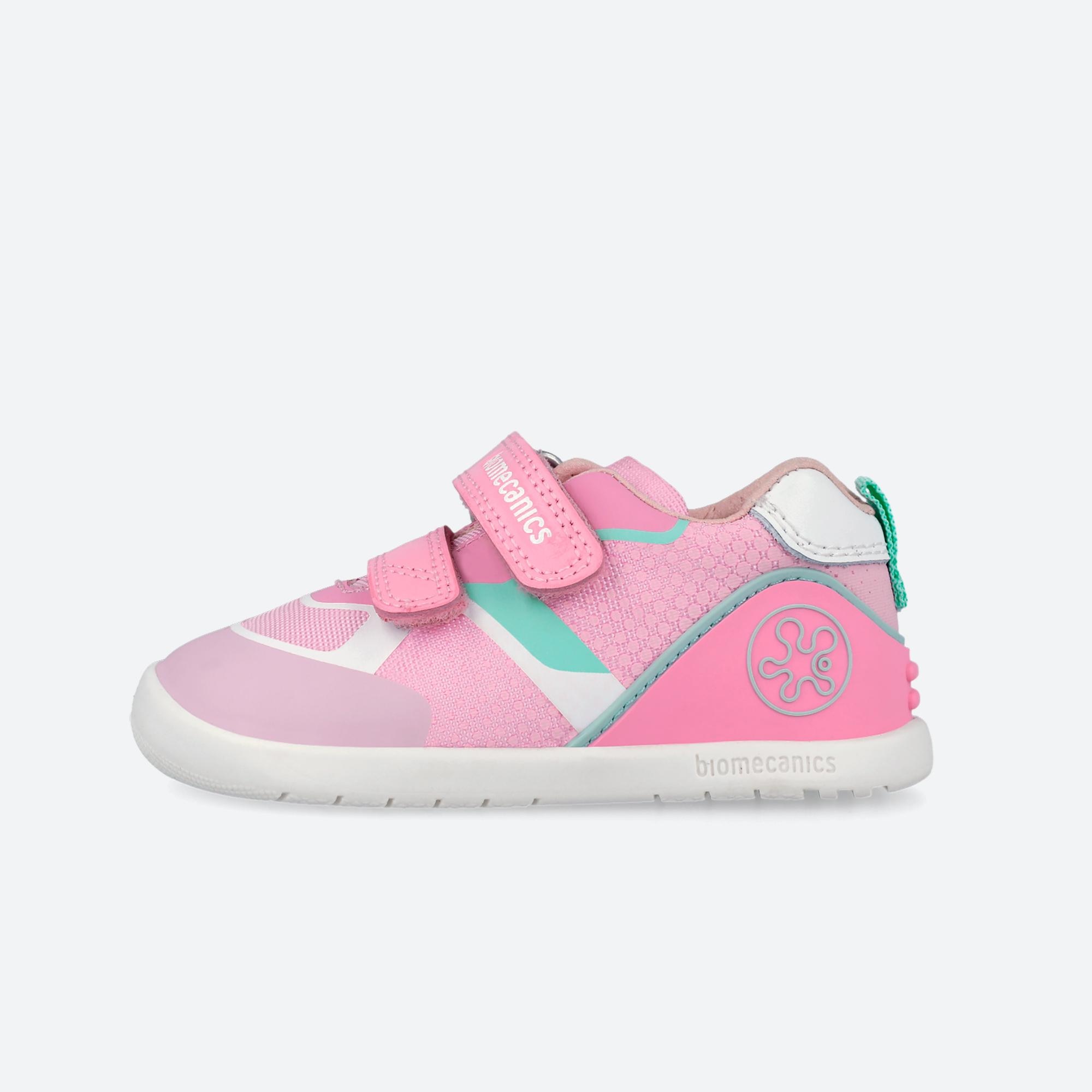 Sapatilhas Desportivas para Bebés Respeitosas com o Crescimento Natural Do Pé com Velcro Biomecanics Rosa / Verde-6
