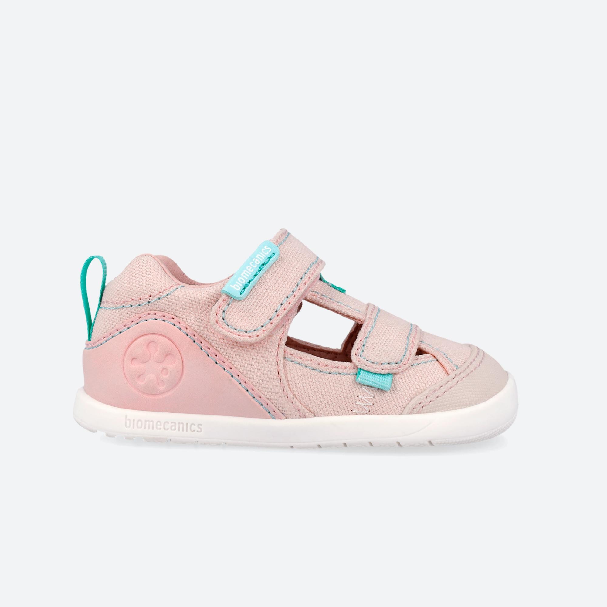 Sandálias de Bebés Respeituosas com o Crescimento Natural Do Pé com Velcro Biomecanics Rosa-claro-1