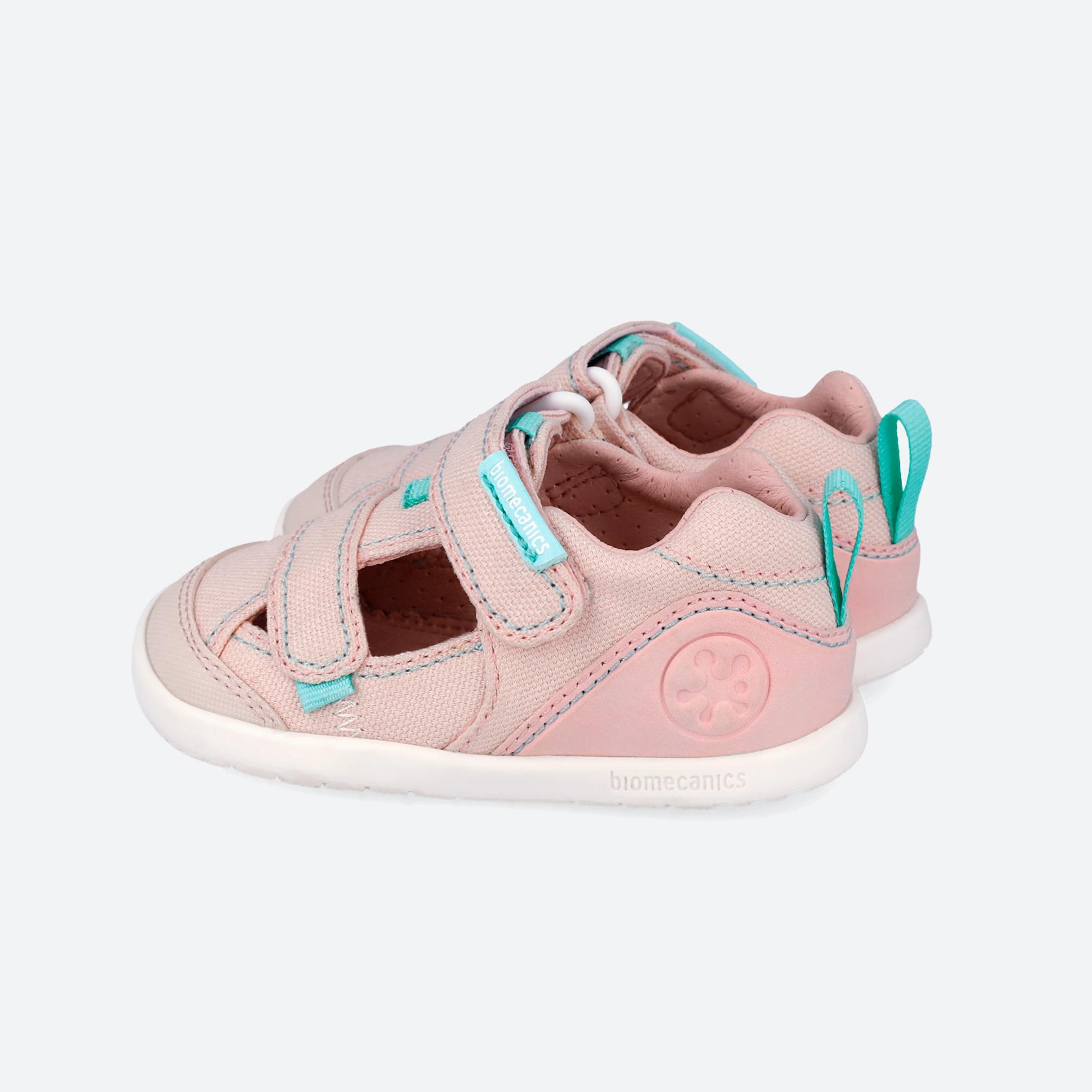 Sandálias de Bebés Respeituosas com o Crescimento Natural Do Pé com Velcro Biomecanics Rosa-claro-5