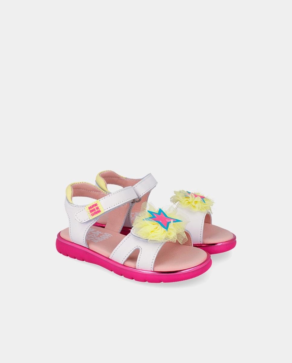 Sandálias Abertas Infantil Respeituosas com o Crescimento Natural Do Pé com Velcro Agatha Ruiz de la Prada Branco-2
