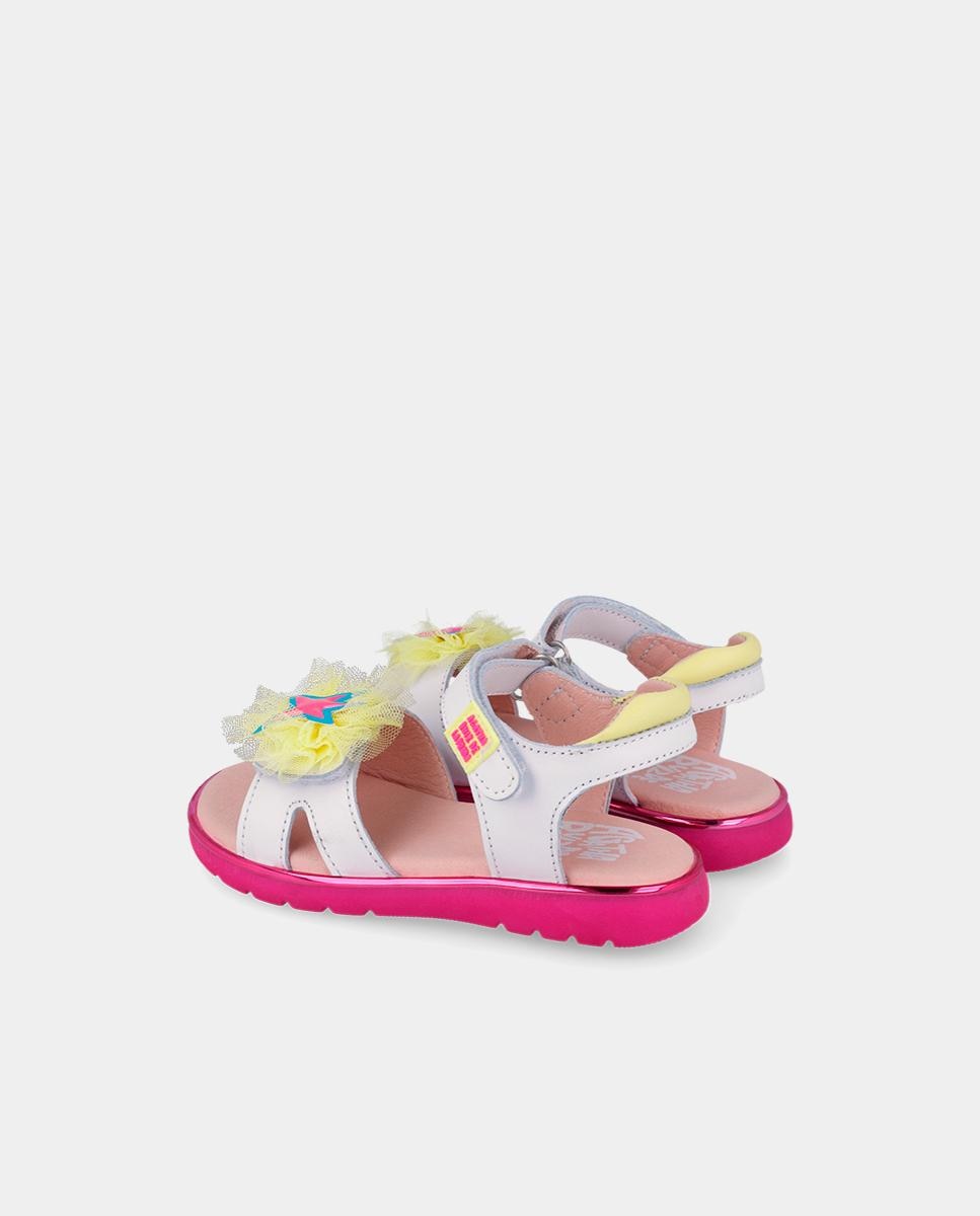 Sandálias Abertas Infantil Respeituosas com o Crescimento Natural Do Pé com Velcro Agatha Ruiz de la Prada Branco-3