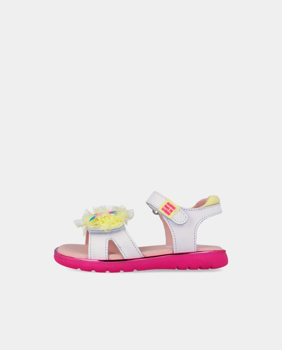 Sandálias Abertas Infantil Respeituosas com o Crescimento Natural Do Pé com Velcro Agatha Ruiz de la Prada Branco-5