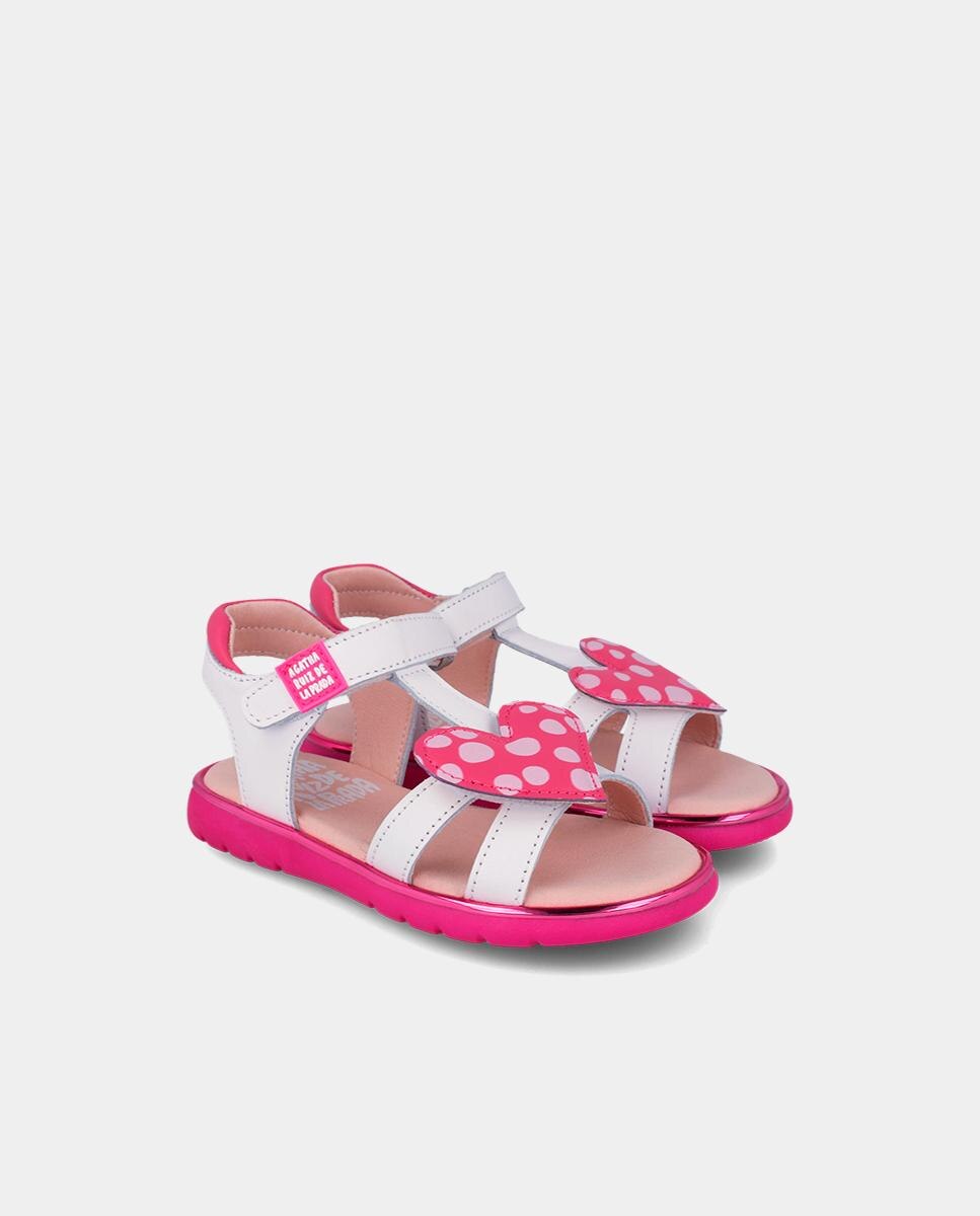 Sandálias Abertas Infantil Respeituosas com o Crescimento Natural Do Pé com Velcro Agatha Ruiz de la Prada Branco-2