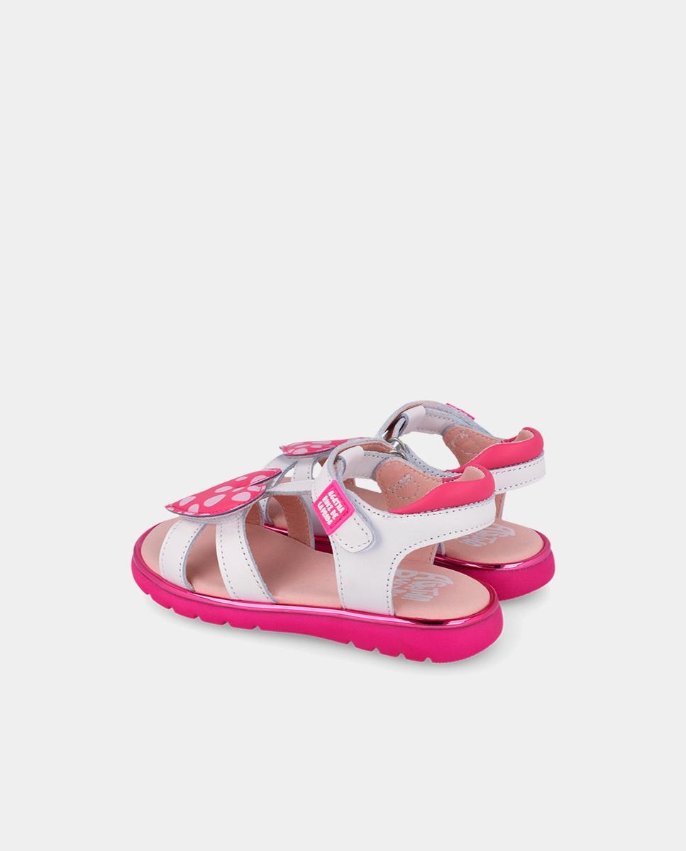 Sandálias Abertas Infantil Respeituosas com o Crescimento Natural Do Pé com Velcro Agatha Ruiz de la Prada Branco-3